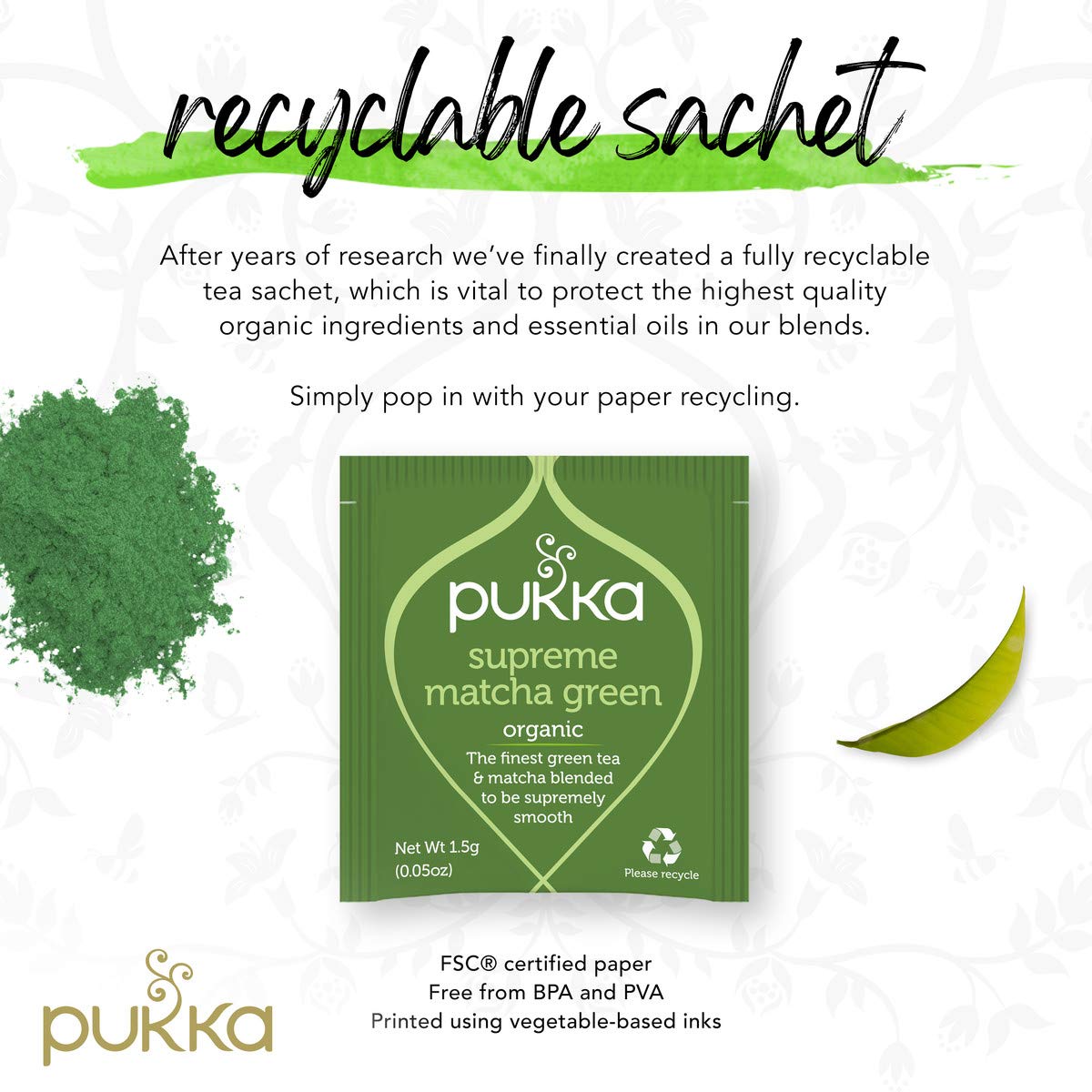 Organic Supreme Matcha Green Tea Bags - Pukka Herbal Tea (20 Count) | Antioxidant-Rich, Energy-Boosting for Morning & Afternoon Wellness