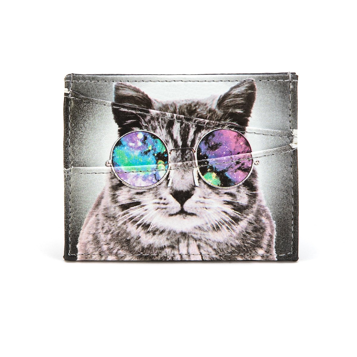 Animewild Concept One Gray Cat with Lennon Space Glasses ID Card Holder Wallet - Stylish Anime Accessory for Cosplay, Conventions & Everyday Use