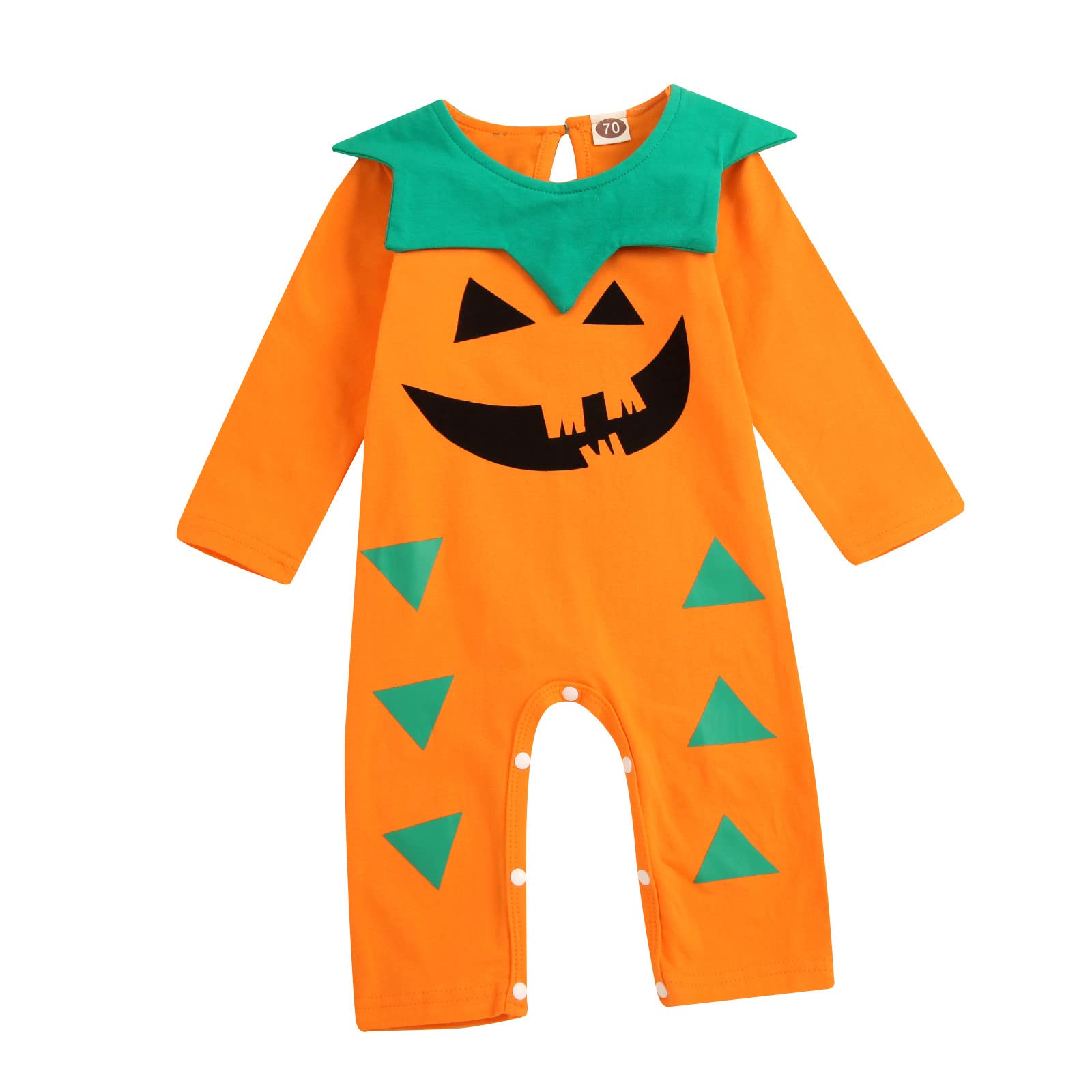 **Baby Boys & Girls Halloween Romper - Pumpkin Outfits Long Sleeve Jumpsuit for Newborn & Infant | Cute Costume for Halloween, Photo Shoots & Family Events**
