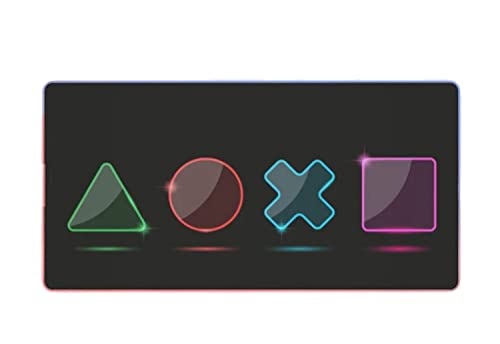 LED Gaming Mouse Pad with Playstation Symbols - Large Non-Slip RGB Mouse Mat for PC, PS4, PS5 - Perfect Gaming Gift for Boyfriend, Girlfriend & Gamers - Ideal for Esports, Streaming & Office Work
