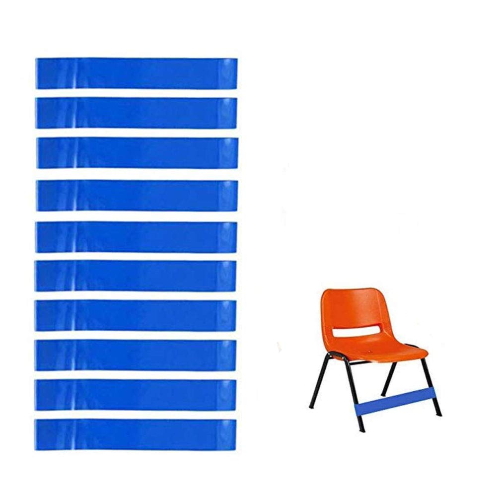 10 Pack Stretch Resistance Chair Bands for Kids - Natural Latex Fidget Bands for ADHD, SPD & Sensory Needs - Blue Classroom Chair Foot Bands for Elementary School & Home Use