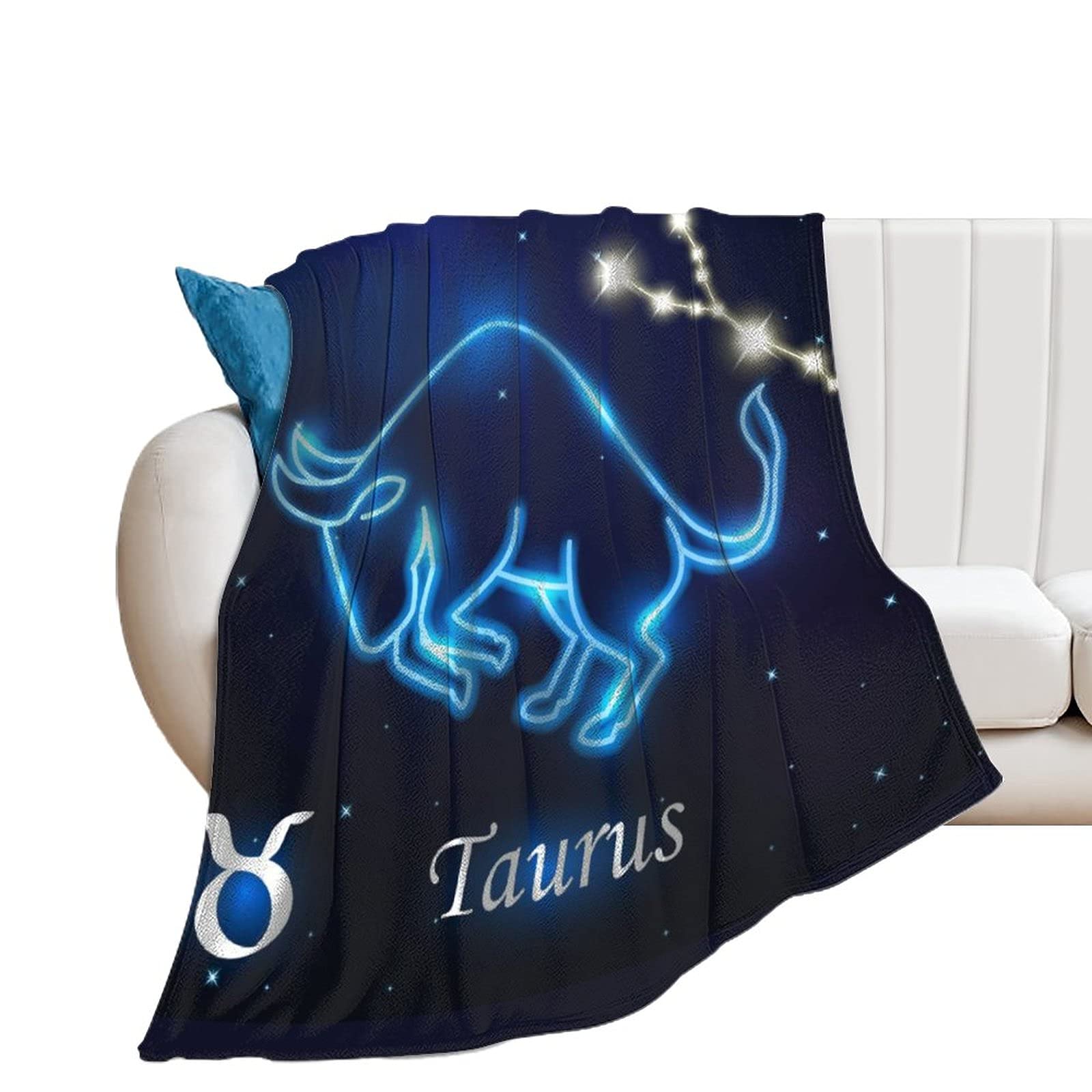Taurus Zodiac Constellation Fleece Throw Blanket - Ultra Soft Plush Fuzzy Cozy Blanket for Couch, Sofa & Bed - Home Decor Gift - 3 Sizes (50x60, 60x80, 80x90 inches) - Perfect for Living Room, Dorm & Winter Snuggling