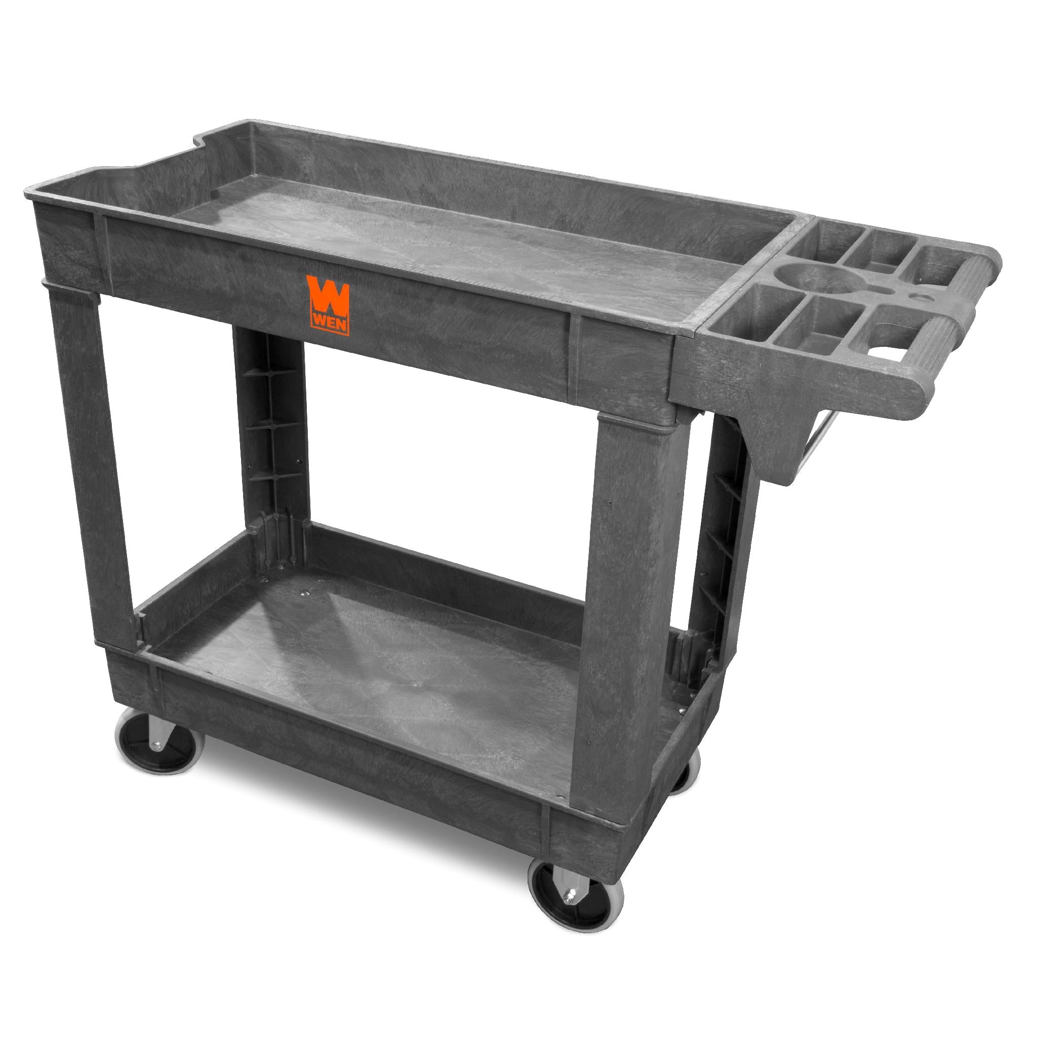WEN 73009 Heavy Duty 2-Shelf Utility Cart with 500 lb Capacity, 40