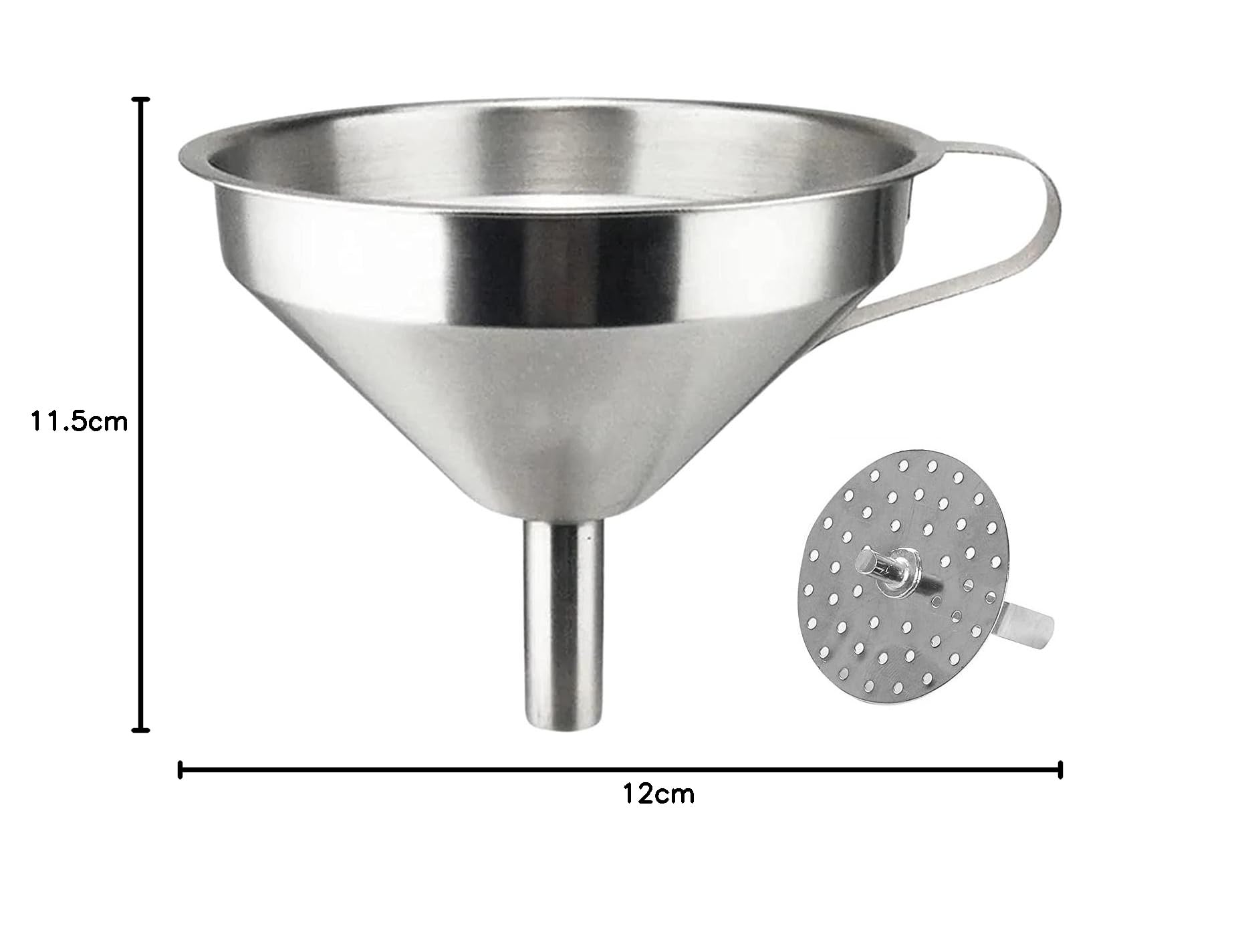 Premium Stainless Steel Funnel with Detachable Strainer - Multi-Purpose Kitchen Tool for Cooking Oil, Liquids & Spices - Ideal for Home Cooking, Baking & Canning