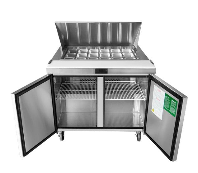 Atosa 48 Sandwich & Salad 18 Pan Commercial Refrigerated Prep Table with 2 Doors - Perfect for Restaurants, Delis & Catering Businesses