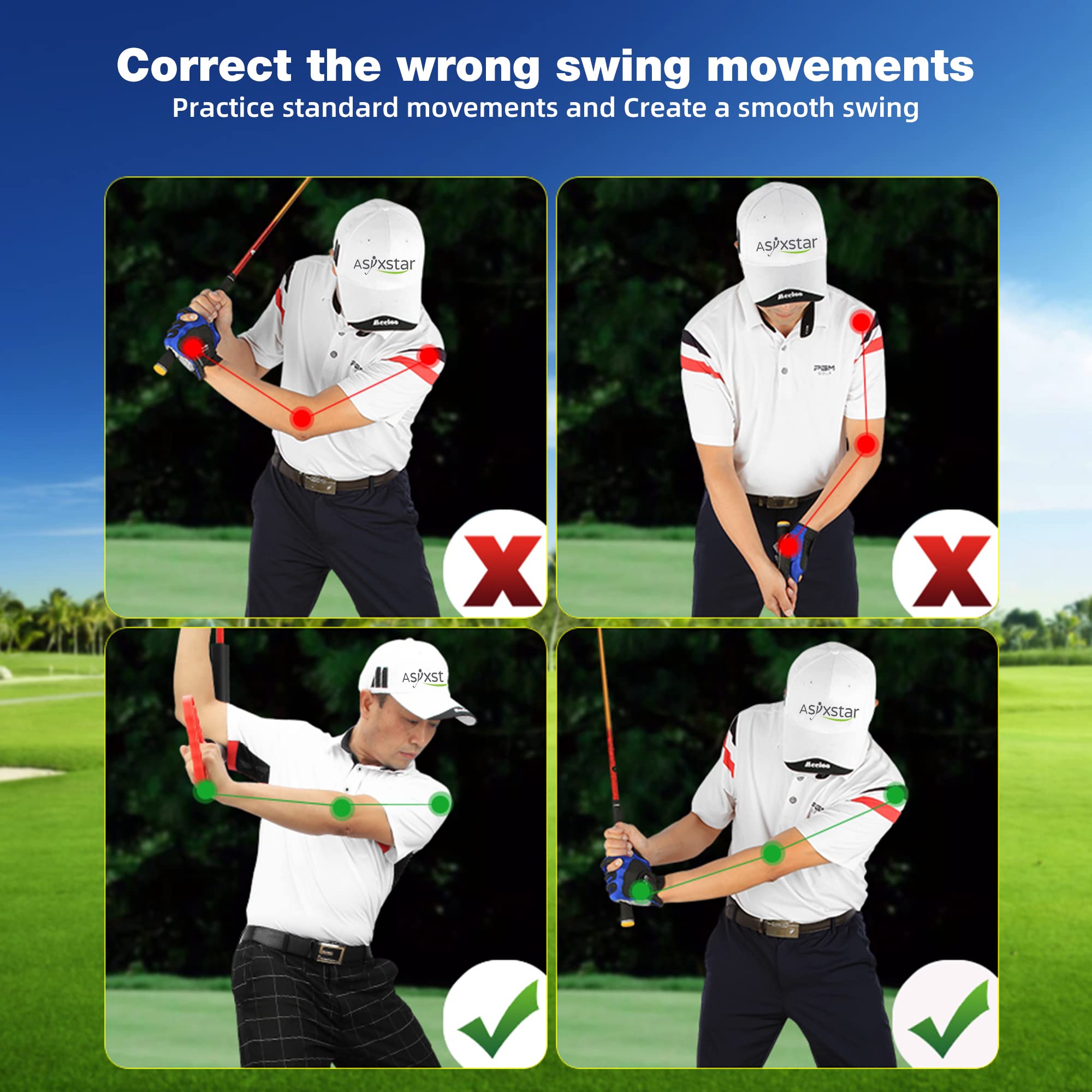 **Golf Swing Trainer Aid for Beginners - Improve Posture & Correct Swing Motion | Golf Training Equipment & Practice Tool for Indoor/Outdoor Use**