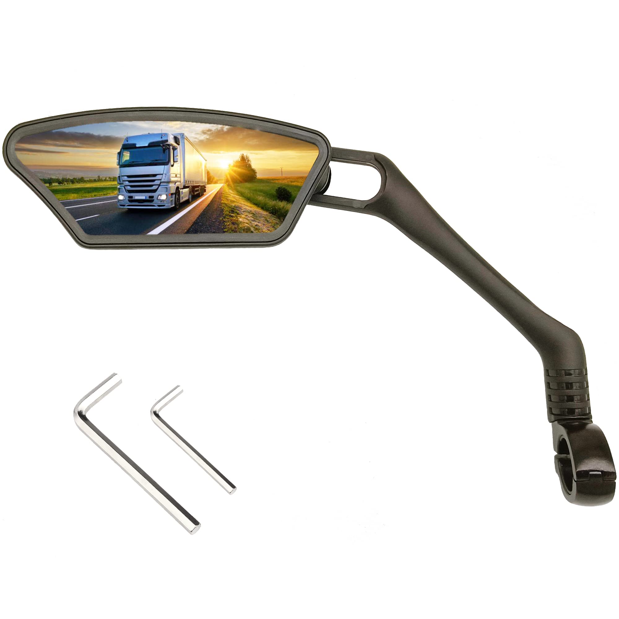 HD Bike Mirror - Large Stainless Steel Rearview Mirror with Flat Lens, Adjustable Handlebar Mount for E-Bike & Scooter (Left Side) | Perfect for Safe Cycling, Commuting & Urban Riding