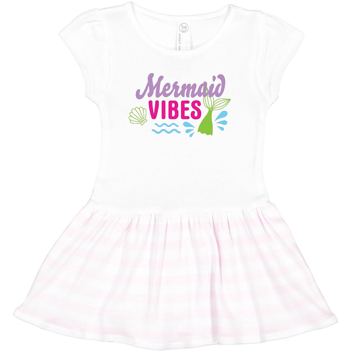 Inktastic Mermaid Vibes with Tail and Seashell Toddler Dress - Cute Mermaid Themed Outfit for Girls, Perfect for Birthday Parties, Beach Vacations & Dress-Up Play