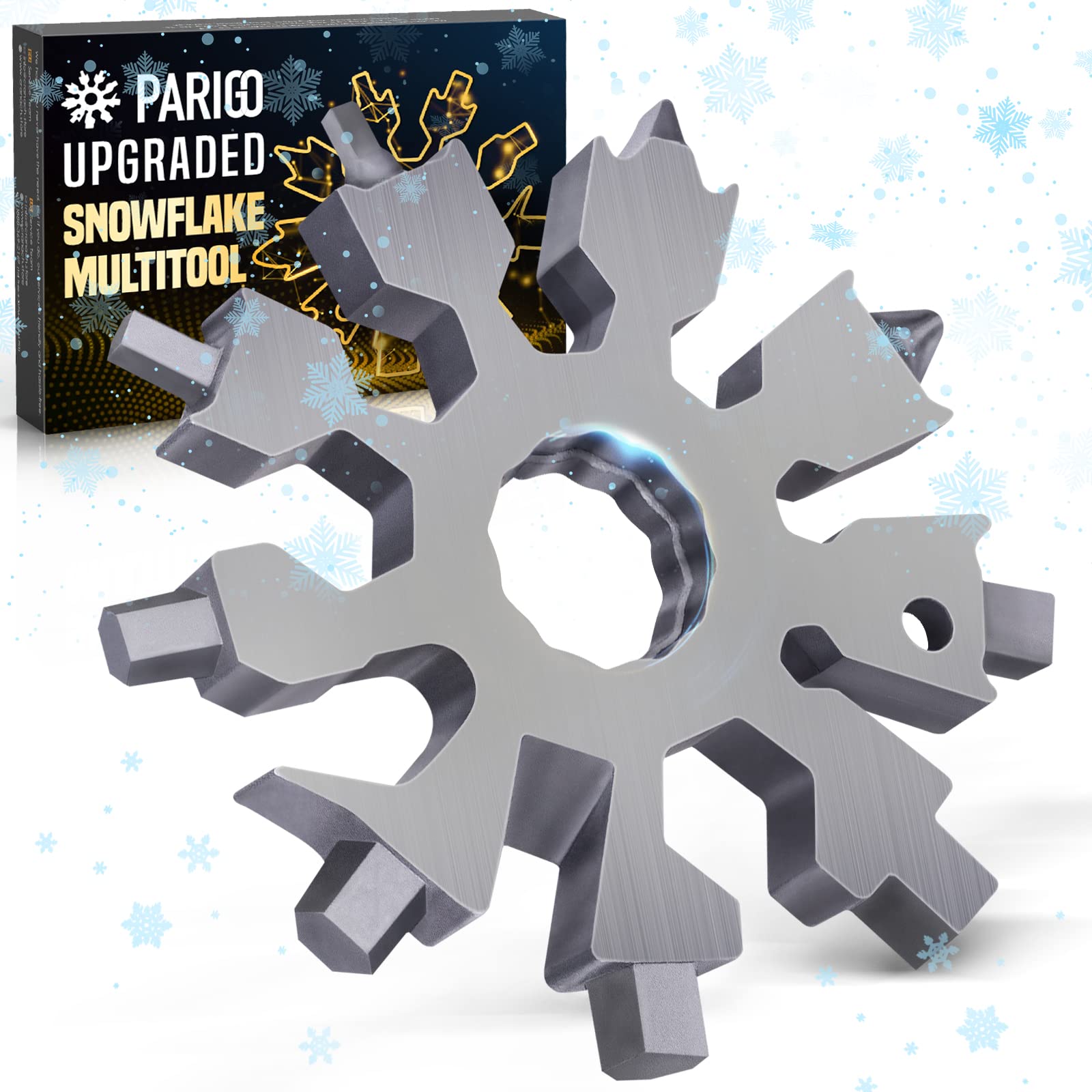 20-in-1 Snowflake Multitool Pocket Size Mini Gadget - Screwdriver, Wrench & Bottle Opener - Perfect Christmas Stocking Stuffer Gift for Men, Dad & Teens - Great for Camping, Hiking & Everyday Carry (EDC)