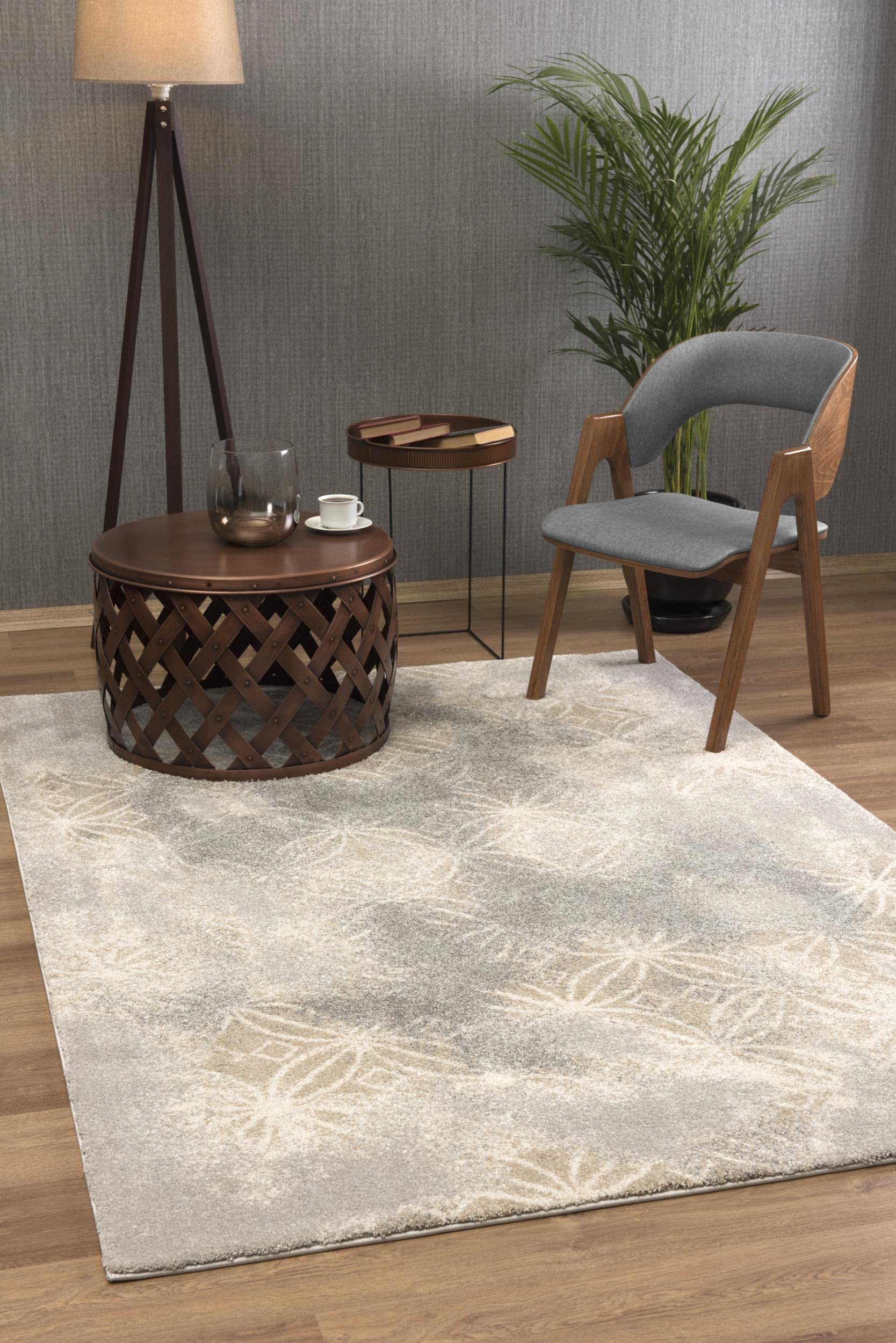 Premium New Zealand Wool Scandinavian Modern Area Rug - Soft Grey Brown Plush Indoor Rug for Living Room, Bedroom, Dining & Kitchen - 4' x 6' (3'9