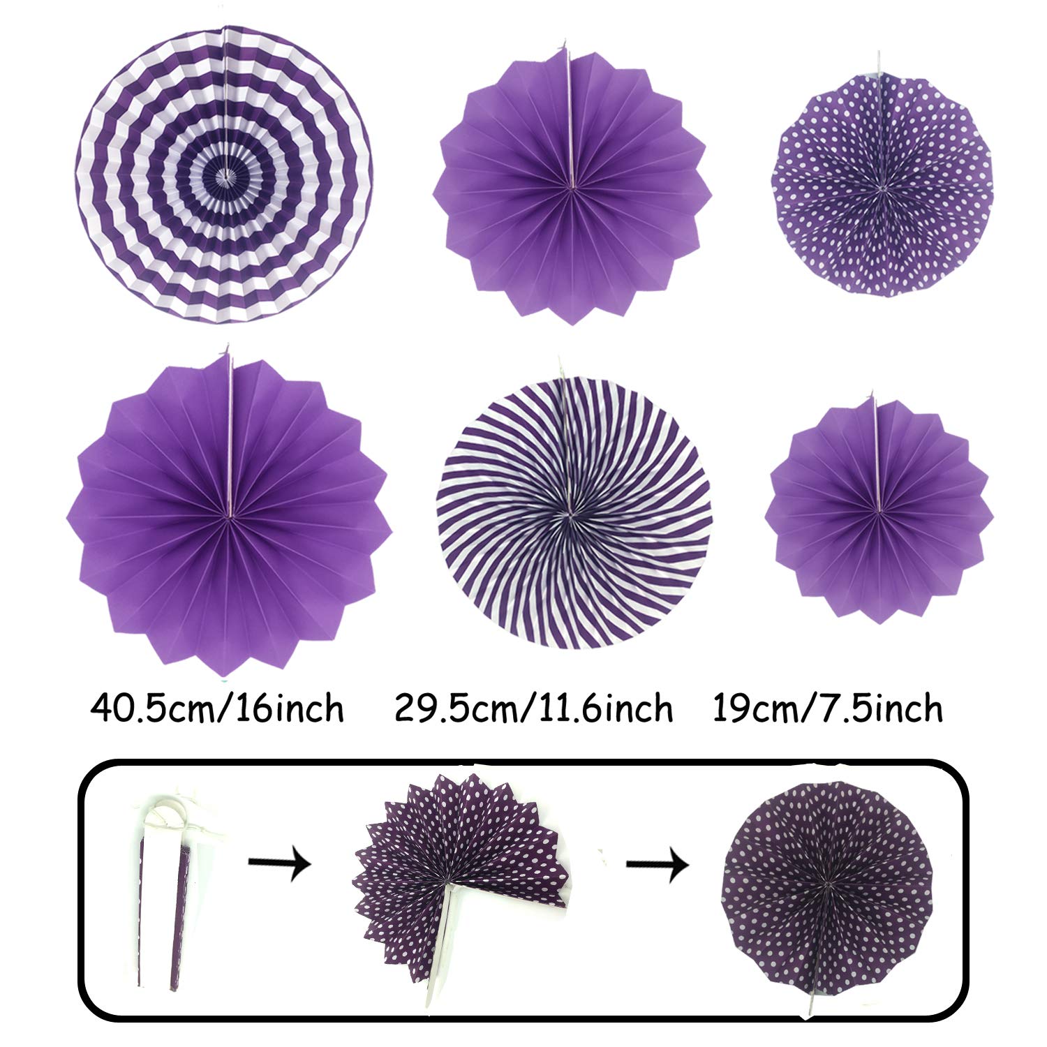 ZERODECO Purple Confetti Balloons & Party Decorations Set - Folding Fans, Paper Pompoms, Triangle Bunting Flags, Garlands for Wedding, Birthday, Baby Shower, Graduation, Mermaid Theme Parties | Perfect for Indoor & Outdoor Celebrations, Photo Backdrops, and Festive Events