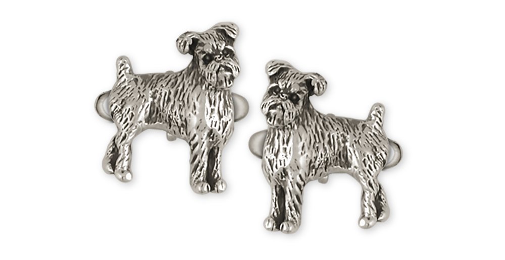 Handmade Sterling Silver Brussels Griffon Dog Cufflinks - Unique Pet Jewelry Gift for Dog Lovers (GR38-CL) | Perfect for Weddings, Formal Events & Dog Show Accessories