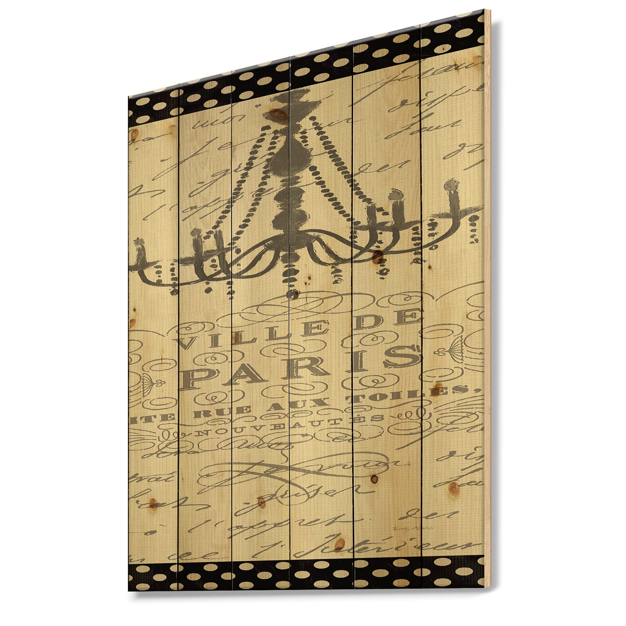 DesignQ French Chandeliers Couture - French Country Wood Wall Decor & Art | Large Fashion Wood Wall Panels Printed on Natural Pine | Perfect for Living Room, Bedroom & Dining Room Décor