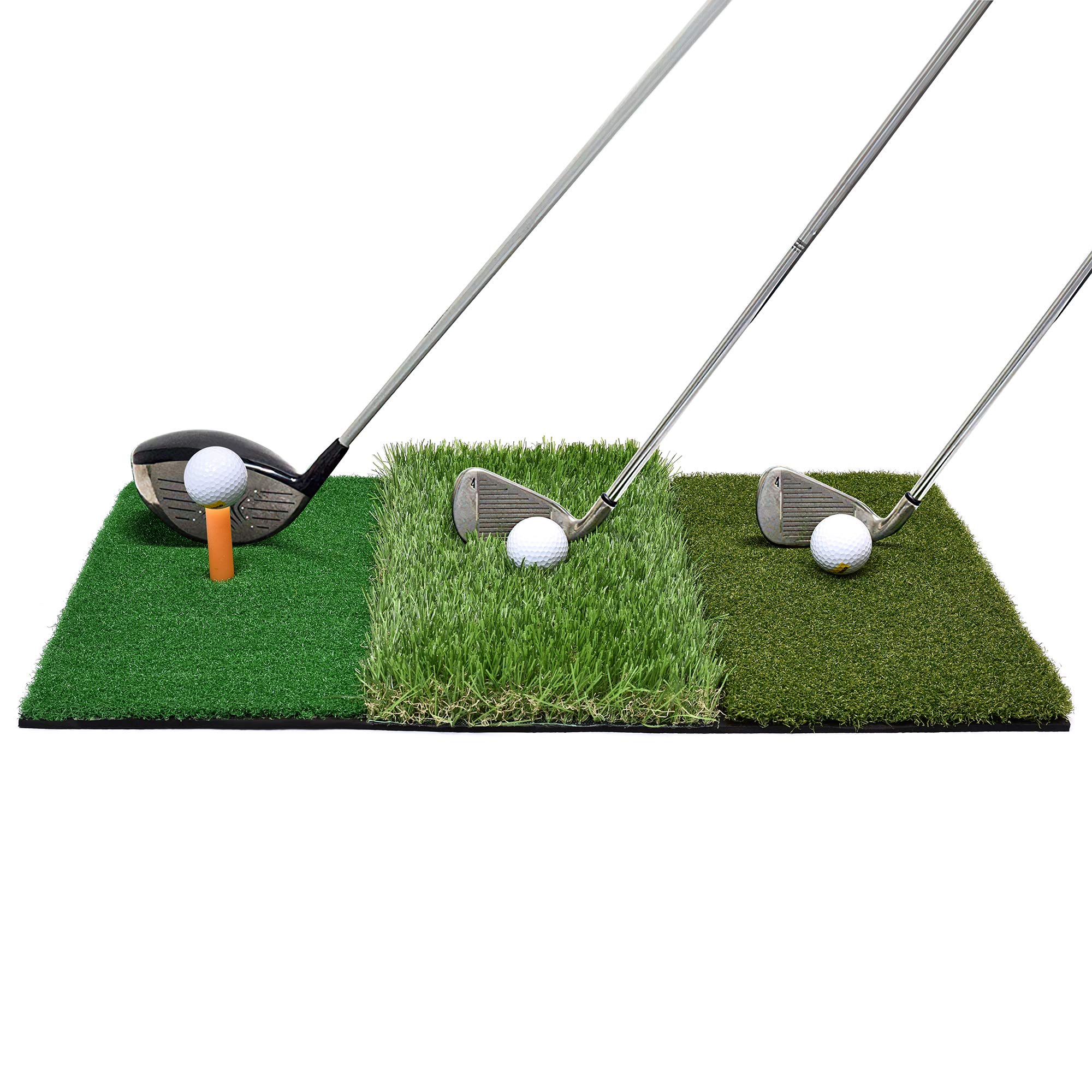 Premium Golf Practice Mat - 3 Turf Designs (Fairway, Rough, Green) for Indoor/Outdoor Training | Perfect for Home, Backyard & Driving Range Use