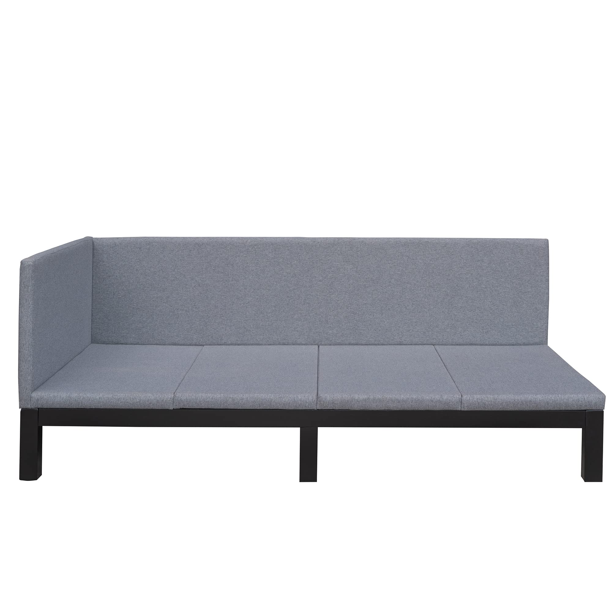Merax Twin Size Daybed with Gray Upholstered Wood Frame & Linen Cover - Convertible Sofa Sleeper, Futon Bed for Small Spaces, Guest Room & Dormitory - Comfortable Mattress Included for Lounging and Sleeping