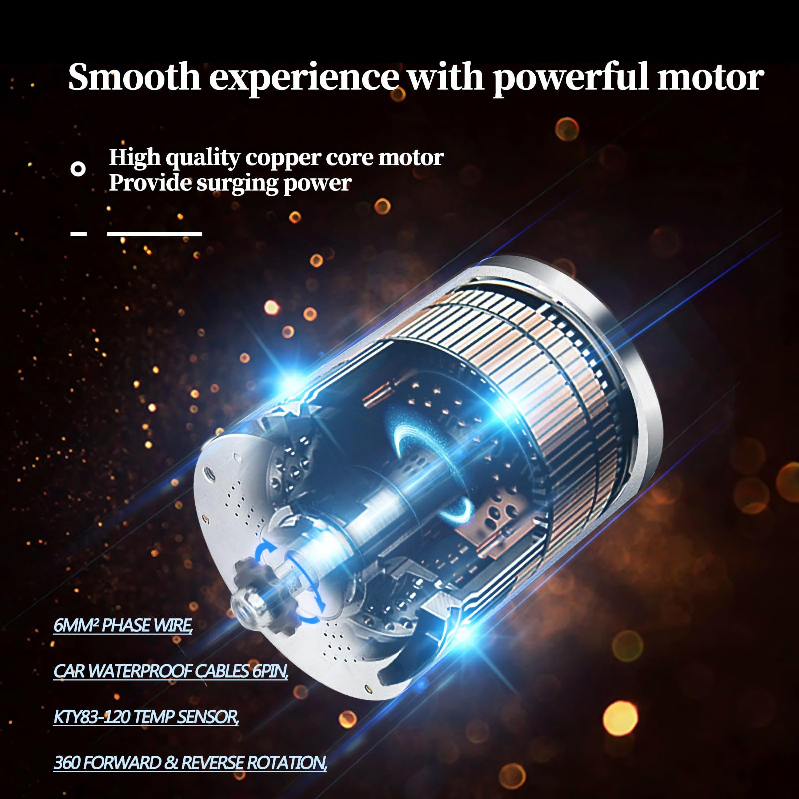 72V 3000W Brushless DC Motor for Electric Scooters, Dirt Bikes & Go Karts - High Speed 6700RPM with Temperature Sensor - Perfect for Off-Road, Commuting & DIY Electric Vehicle Projects