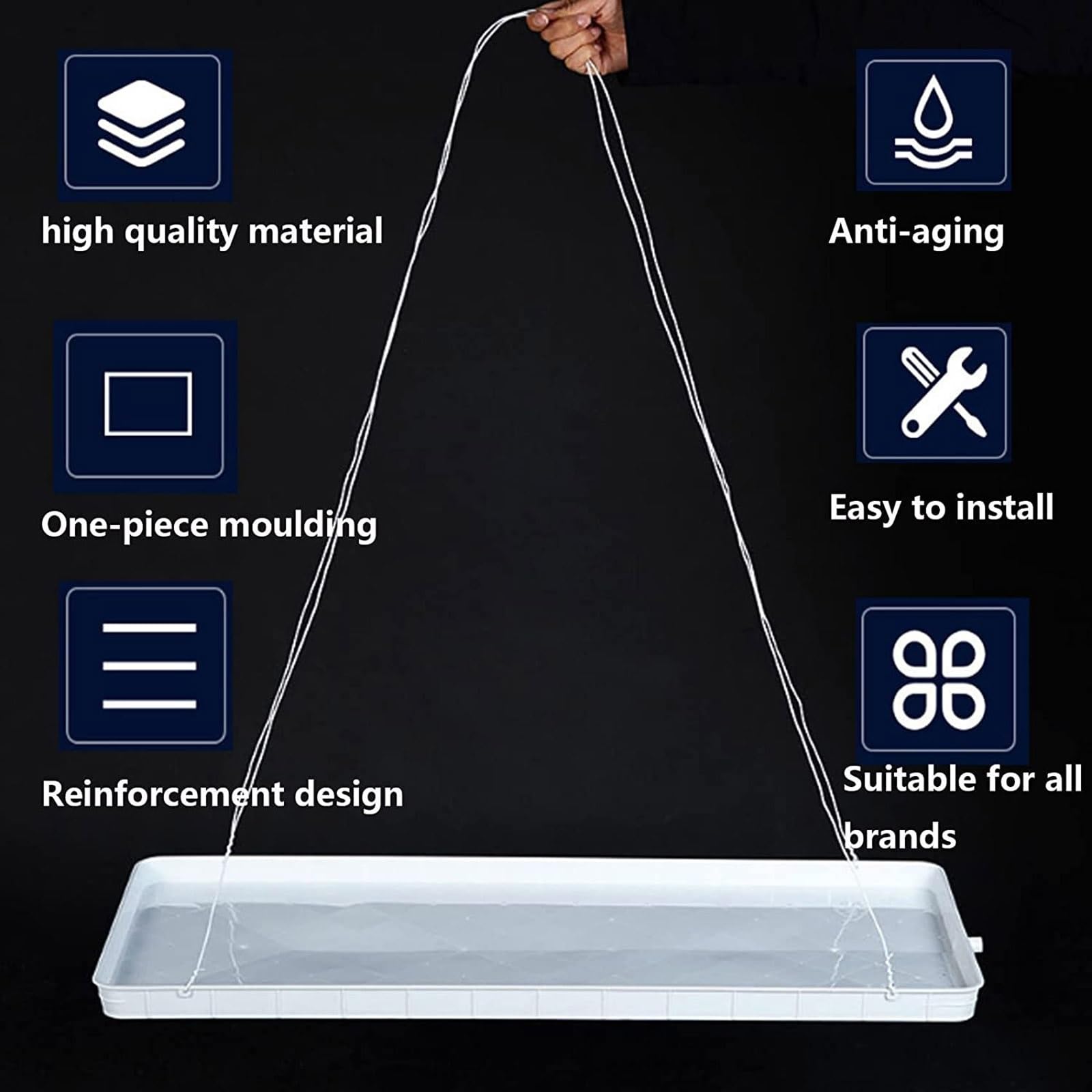 Air Conditioner Condensate Drain Pan - Indoor/Outdoor AC Unit Water Collection Tray with 10m Hose - Durable PP Plastic Drip Pan for Window AC Drainage System (1-2P, White) - Perfect for Home, Office & RV Cooling Maintenance