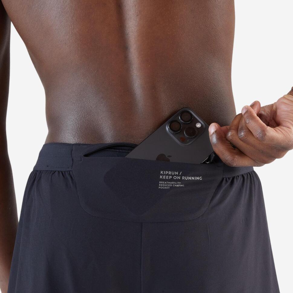 Kiprun Men's Run 500 2-in-1 Compression Running Shorts with Liner - Lightweight Quick-Dry Athletic Shorts for Jogging, Gym Workouts & Marathon Training