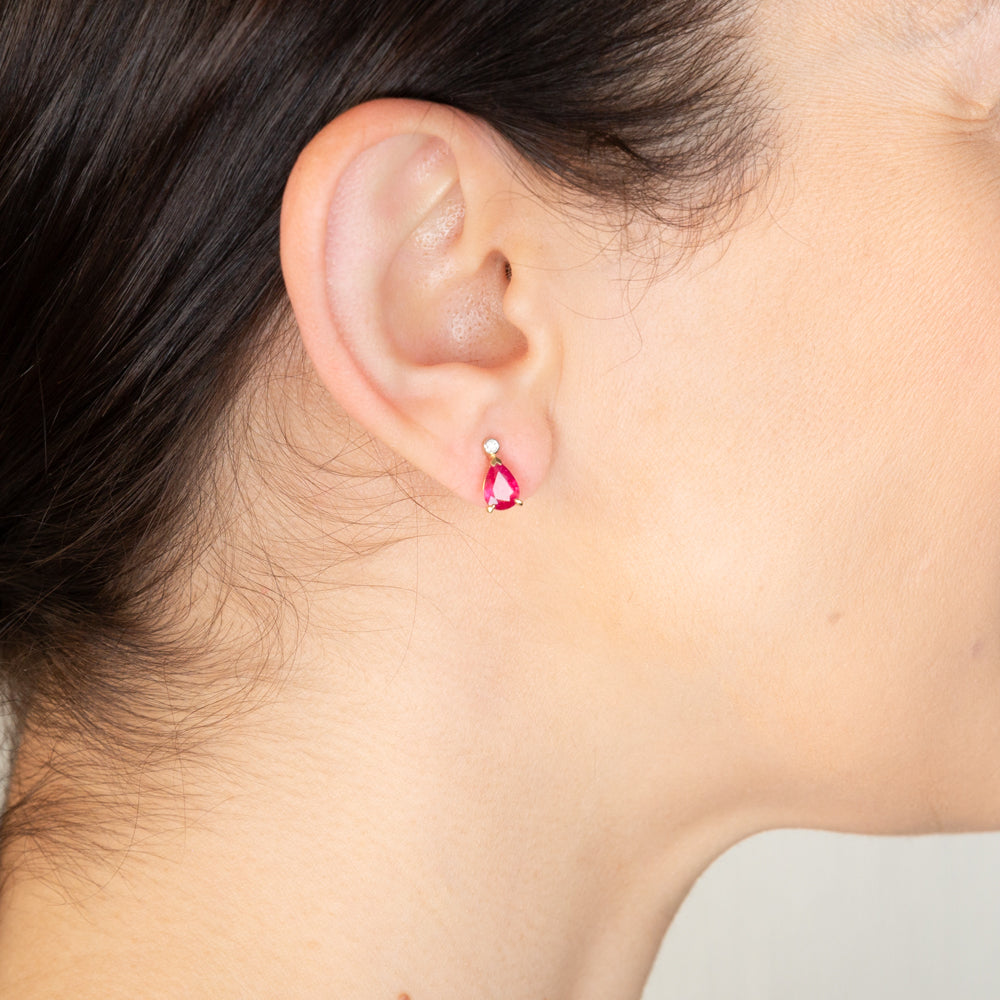 9ct Yellow Gold 1.68ct Natural Enhanced Ruby and Diamond Stud Earrings for Women - Elegant Gift for Anniversary, Birthday & Special Occasions
