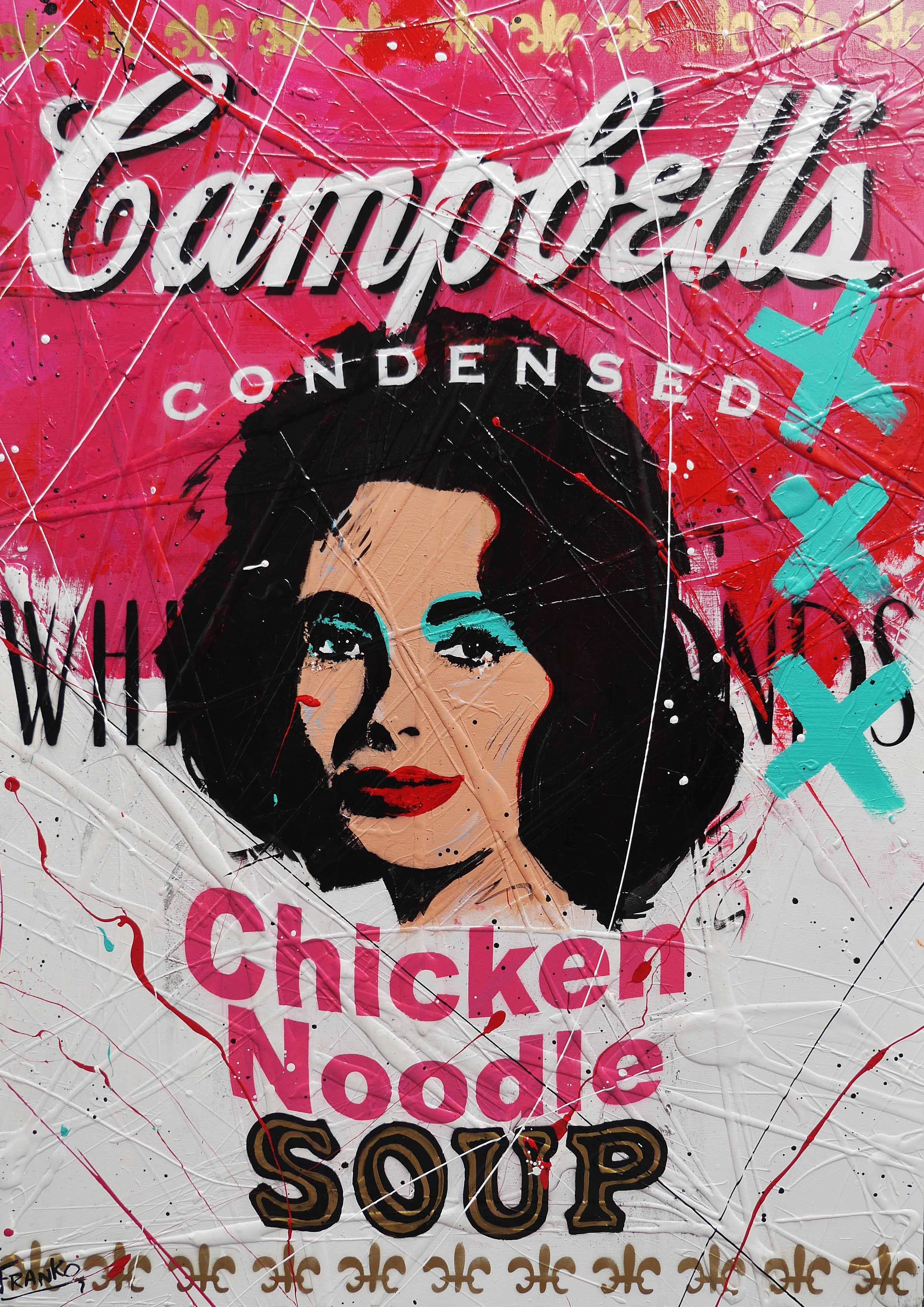 140cm x 100cm Campbell's Soup Textured Urban Pop Art Painting by Noodle Liz - Modern Home Decor, Office Wall Art, Gift for Art Lovers