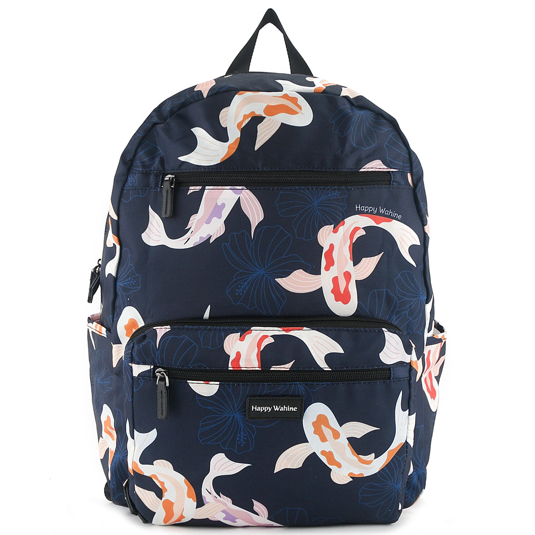 Melanie Koi Navy Backpack for Women - Stylish Laptop Bag for Work, School & Travel | Durable Water-Resistant College Backpack with USB Charging Port