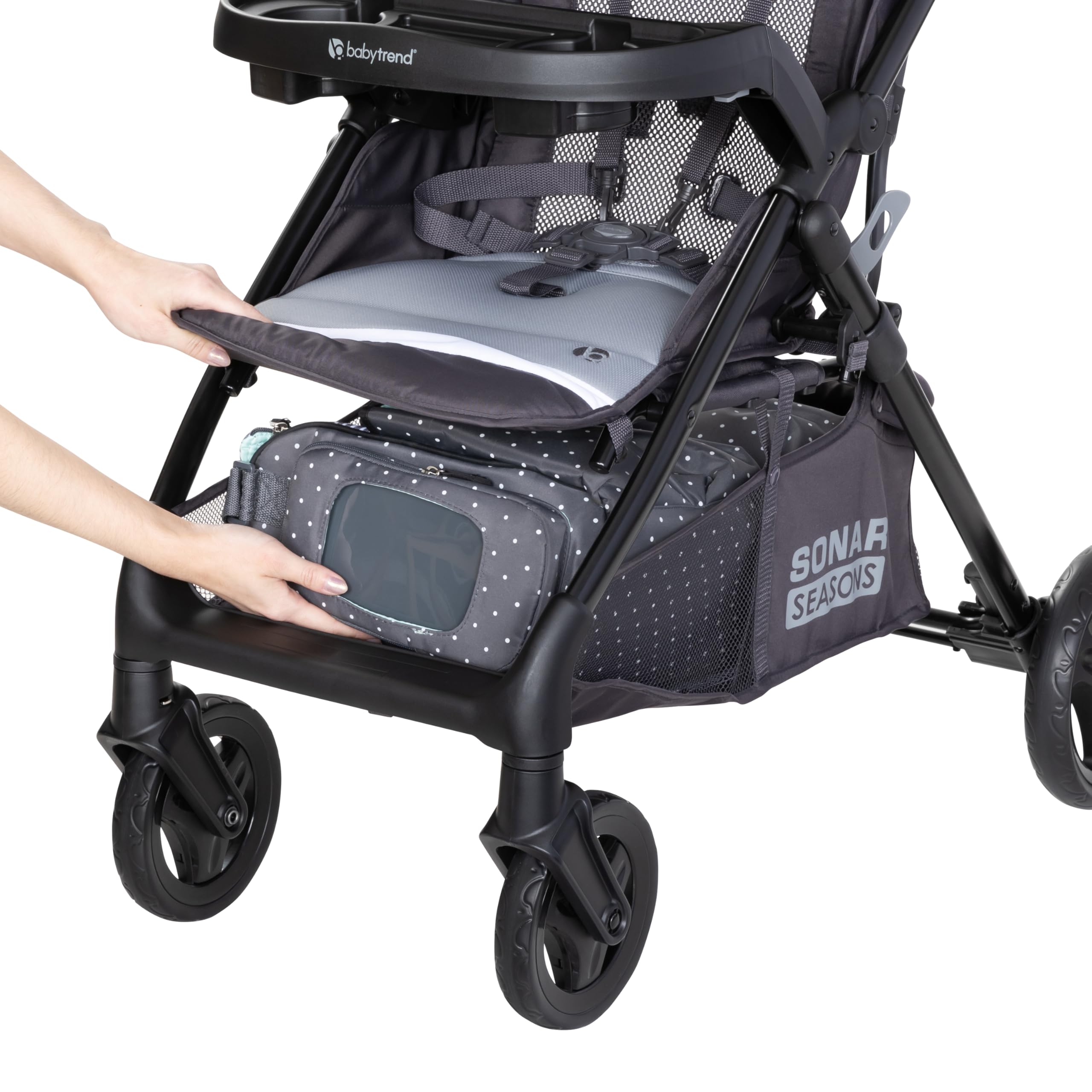Baby Trend Sonar Seasons Stroller - Lightweight Travel Stroller with Adjustable Canopy, Liberty Grey | Perfect for Newborns to Toddlers, Ideal for Shopping, Travel & Daily Walks