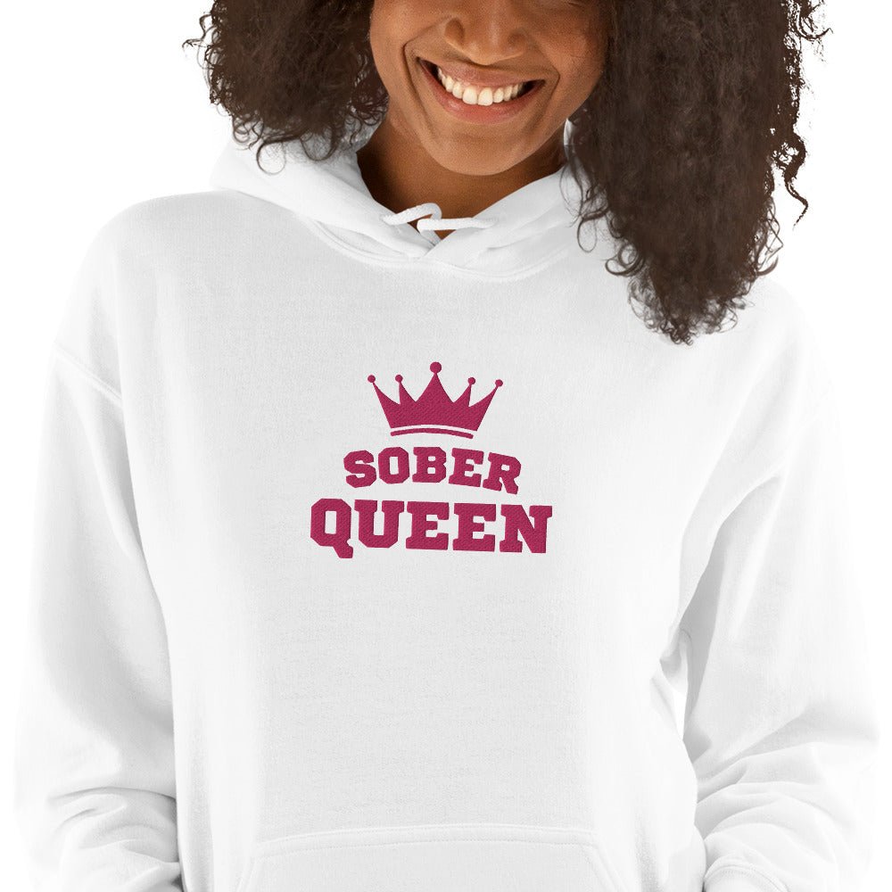 Sober Queen Embroidered Unisex Hoodie - Stylish Streetwear for Men & Women - Perfect for Casual Wear, Gym, and Outdoor Activities