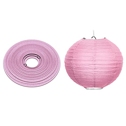 WIRESTER 5 Pack 14 Inch Pink Tissue Paper Lanterns - Wedding, Party, Birthday & Baby Shower Decorations - Perfect for Indoor & Outdoor Celebrations