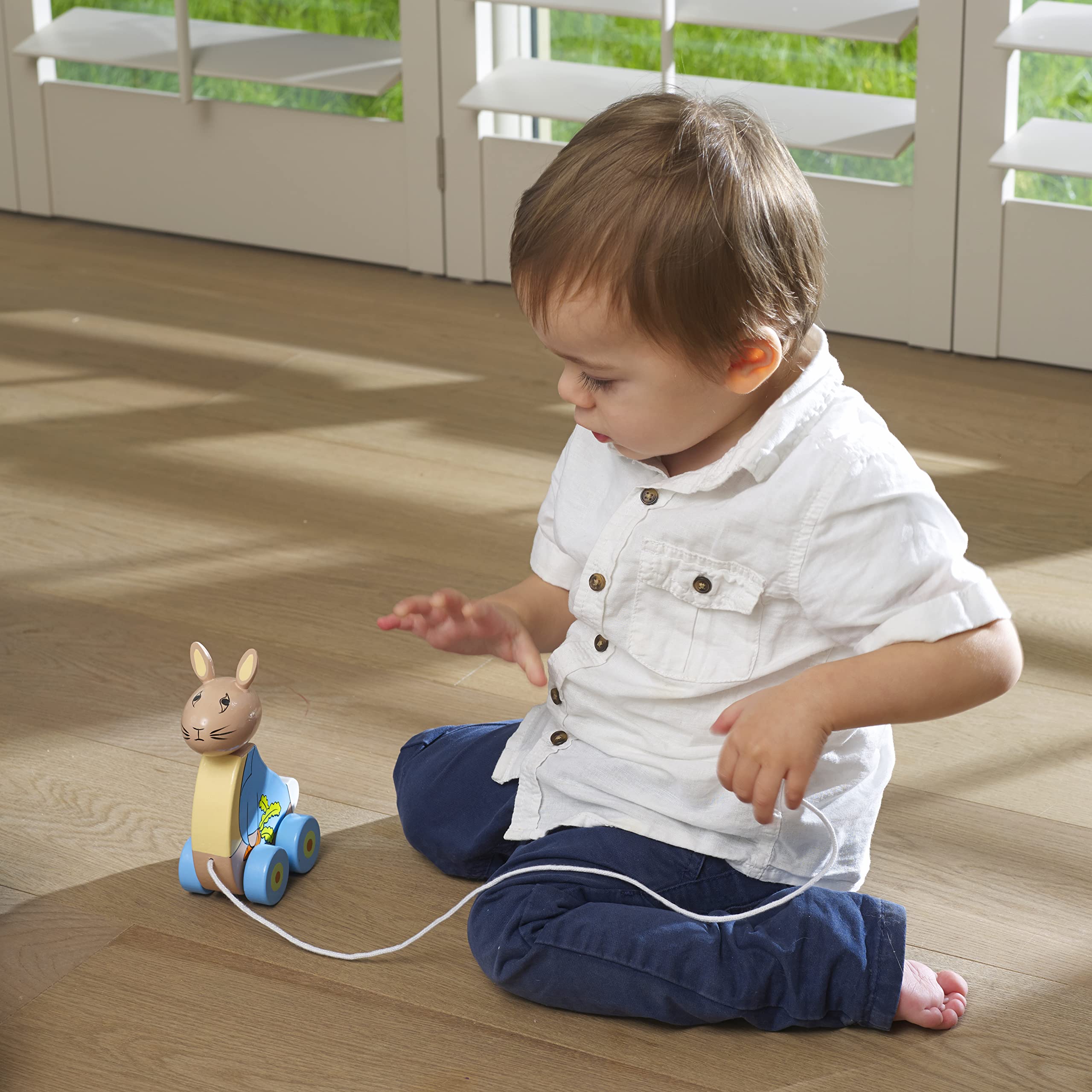 Peter Rabbit Wooden Pull Along Toy for Toddlers - Classic Pull Toy for Kids, Perfect for Indoor Play, Outdoor Walks & Early Childhood Development