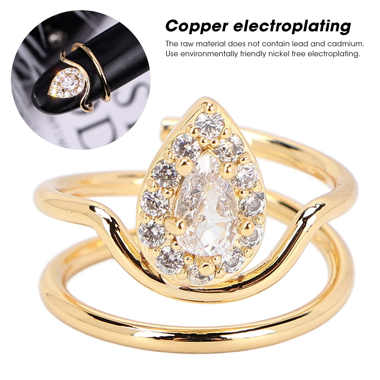 Elegant Rhinestone Fingertip Rings for Women - Sparkling Nail Jewelry for Parties, Weddings & Special Occasions (3054g)