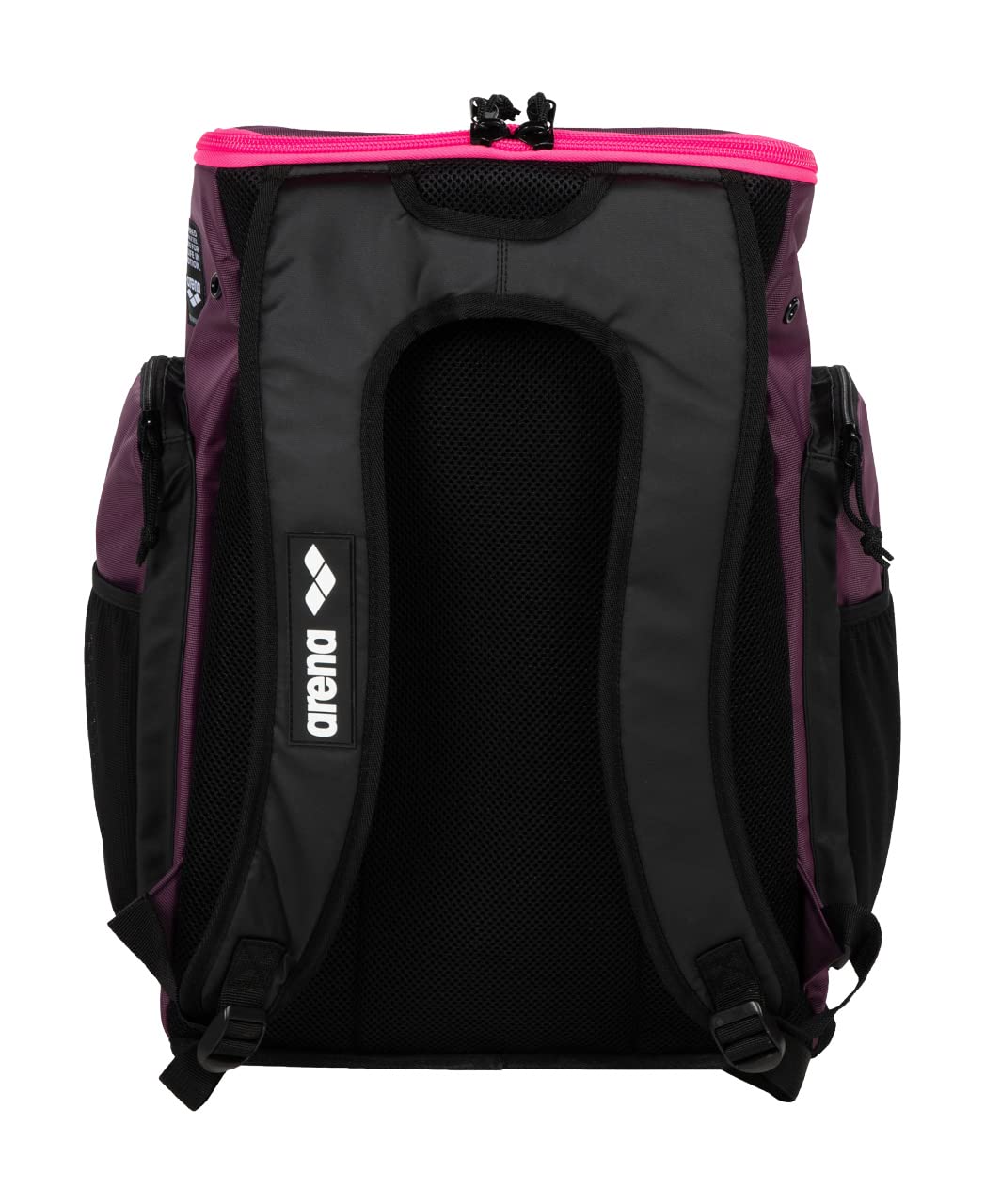 Arena Spiky III Backpack 45L - Large Waterproof Swim Bag for Men & Women - Gym & Sports Training Equipment - Durable Rucksack for Swimming Athletes - Plum/Neon Pink - Perfect for Pool, Beach & Travel