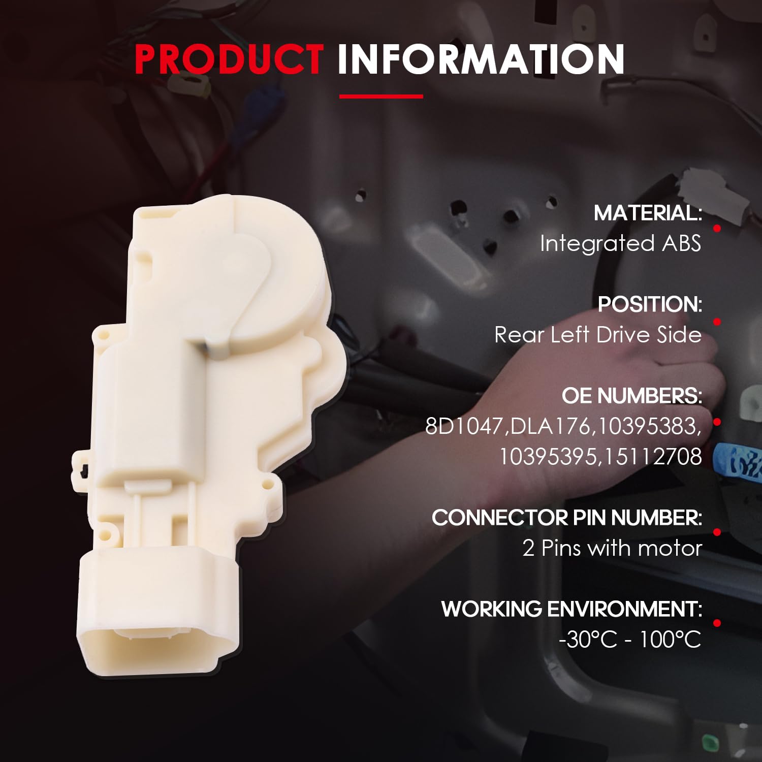 Rear Left Door Lock Actuator & Latch - Compatible with 2004-2006 Scion xB & 2000-2005 Toyota Echo (DLA176) - Easy DIY Installation for Car Door Repair & Maintenance