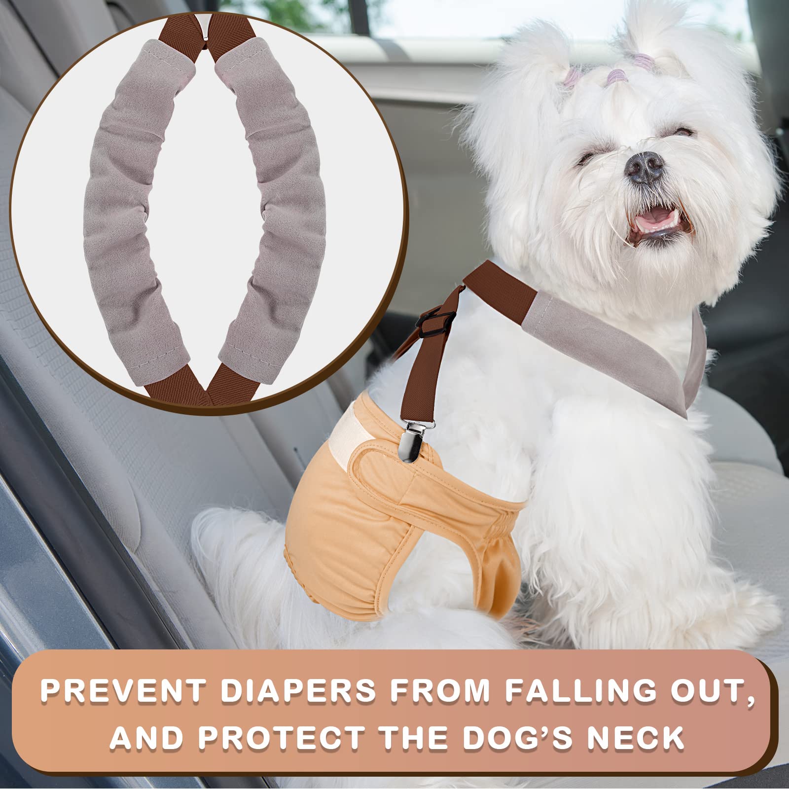 Saintrygo 2 Packs Adjustable Dog Suspenders for Diapers - Belly Bands Harness to Secure Pet Diapers for Small, Medium & Large Dogs (Black, Brown, Small) - Perfect for Incontinence, Travel & Post-Surgery Care