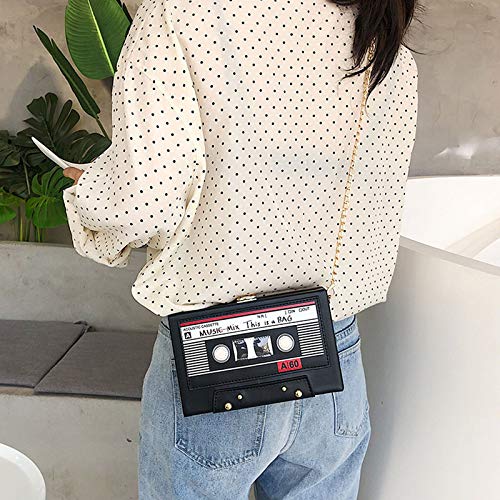 Vintage Retro Radio Shape Crossbody Bag for Women - PU Leather & Metal Clutch Purse - Perfect for Evening Parties, Concerts & 80s Themed Events