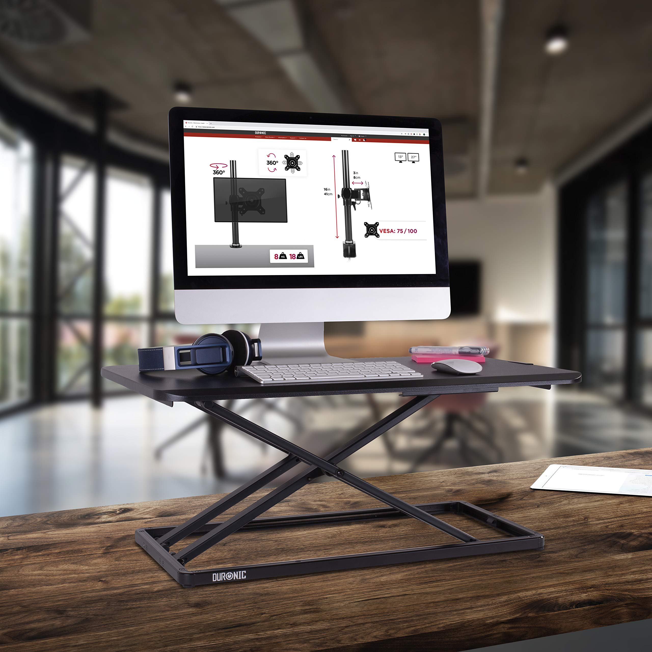 Duronic DM05D20 Height Adjustable Sit Stand Desk Converter - 29