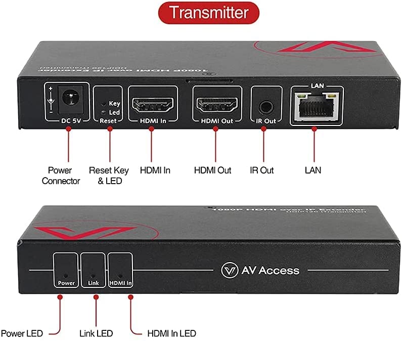 HDMI Extender Over IP Ethernet Kit - 1080P Full HD up to 120m (395ft) with Local Loop Out | 1-to-Many Distribution via Gigabit Switch | LAN Network IR Control | Works with CAT5e/6/6a/7 Cables (HDIP120) - Perfect for Home Theaters, Conference Rooms & Digital Signage