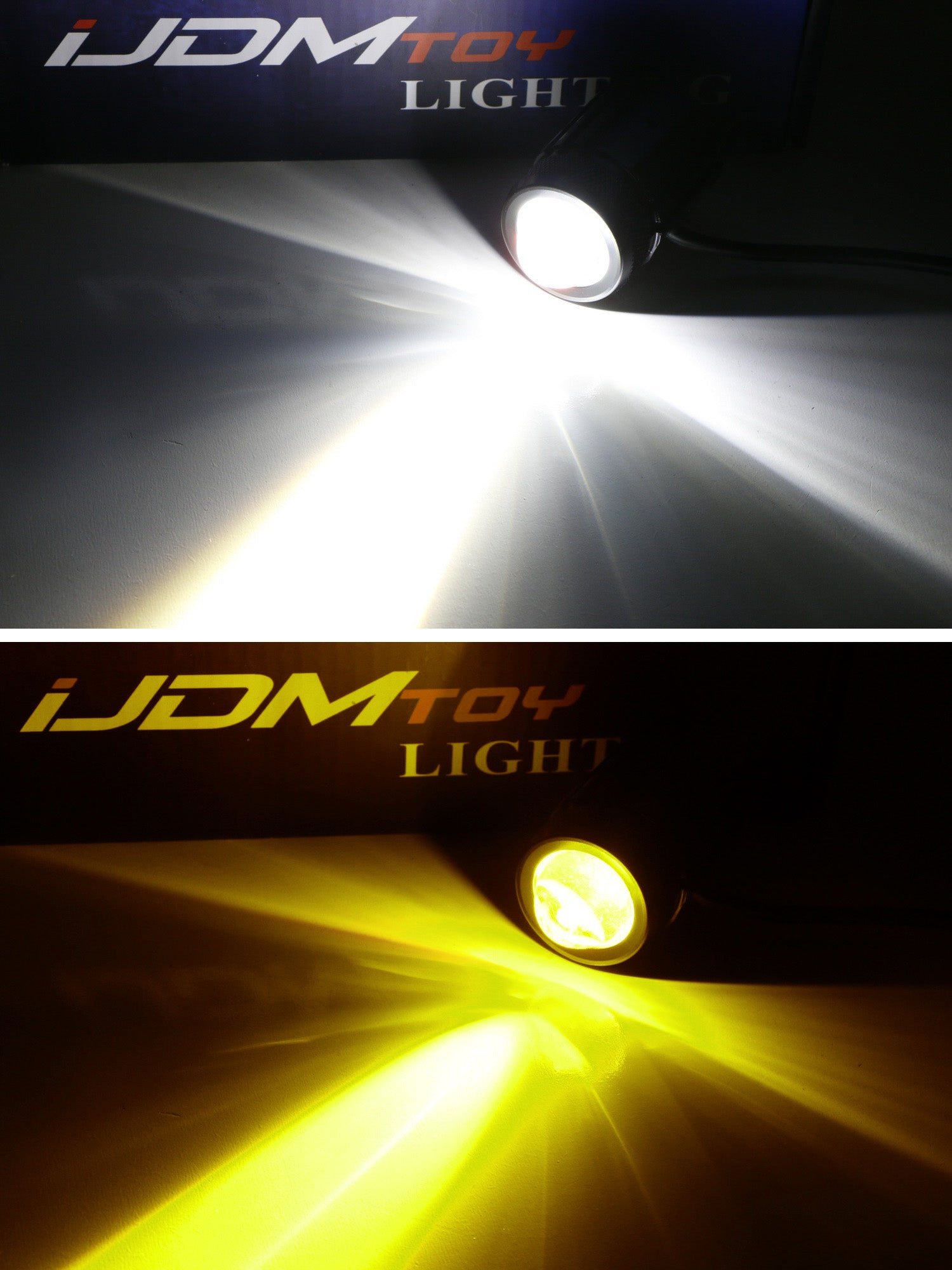 1 Inch White/Yellow Dual Color 20W Mini LED Projector Lens Driving Fog Light Kit - High Visibility for Off-Road, Truck & SUV in Rainy/Foggy Conditions