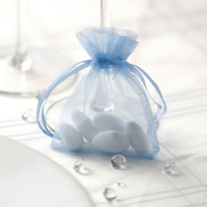 Premium Organza Gift Bags Pack of 10 - Elegant Blue Jewelry Pouches for Wedding Favors, Bridal Shower, Birthday Party & Special Occasion Gifts