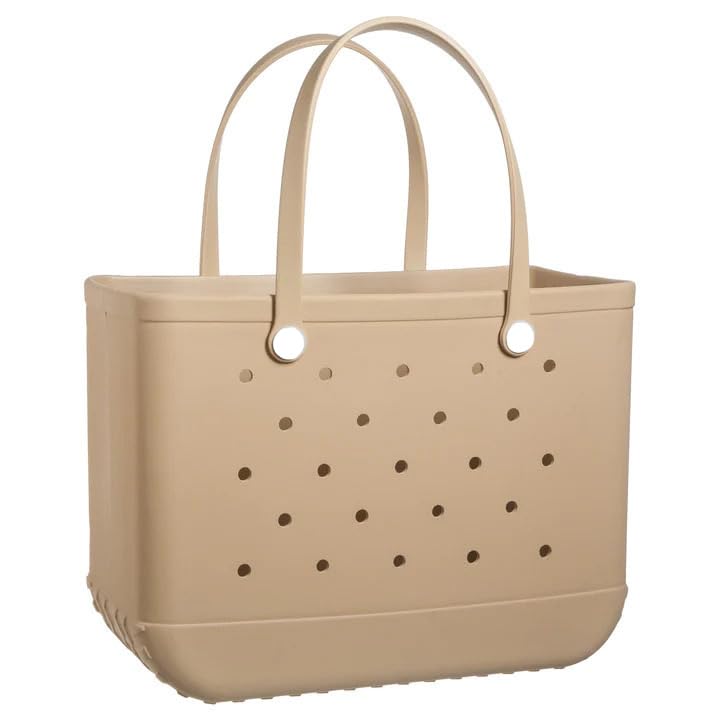 Waterproof Large Rubber Beach Tote Bag - Durable, Washable & Tip-Proof Open Tote for Beach, Pool, Boat & Sports | Perfect for Summer Travel, Swimming Gear & Outdoor Activities