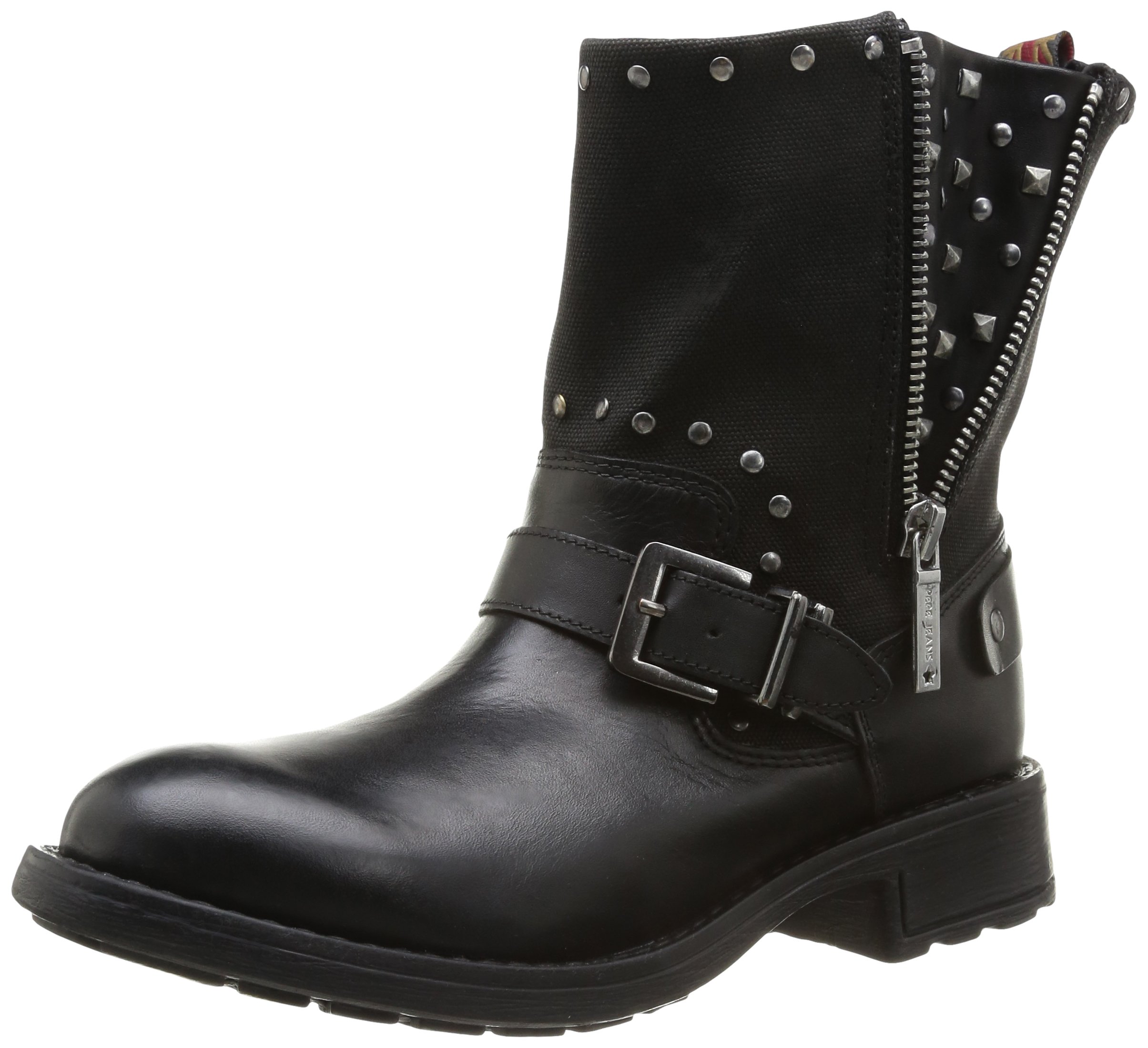 Pepe Jeans Women's Genuine Leather Biker Boots - Stylish Ankle Booties for Motorcycle Riding, Night Out & Fall Fashion