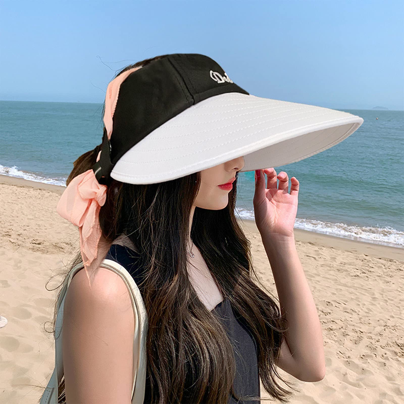 UPF 50+ Women's Sun Hat with Wide Brim - UV Protective Beach Visor & Ponytail Design for Outdoor Activities, Gardening, and Summer Vacations