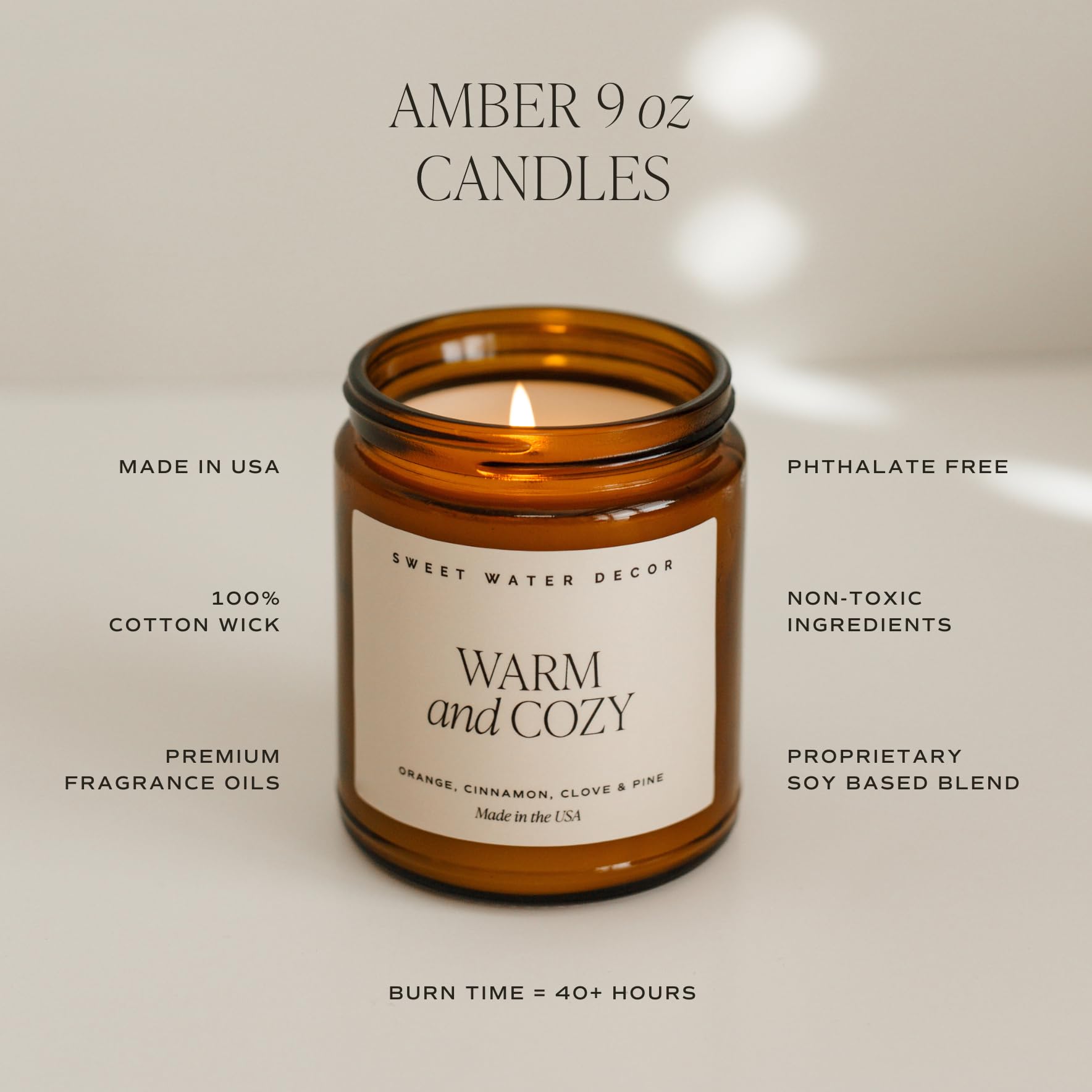 Sweet Water Decor Pumpkin Spice Scented Soy Candle - Fall Home Decor with Pumpkin, Clover, Cinnamon & Vanilla Aromas - 40 Hour Burn Time in 9Oz Amber Jar - Perfect for Cozy Autumn Evenings, Thanksgiving Decor & Holiday Gift Giving
