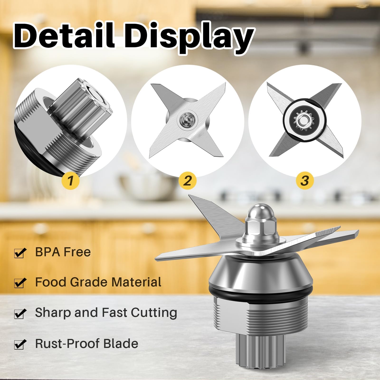 Vitamix Blender Blade Replacement - Compatible with 64oz & 32oz Containers - High Performance Wet Blade for Smoothies, Juices & Food Prep - Durable Stainless Steel Replacement Part for Vitamix Blenders