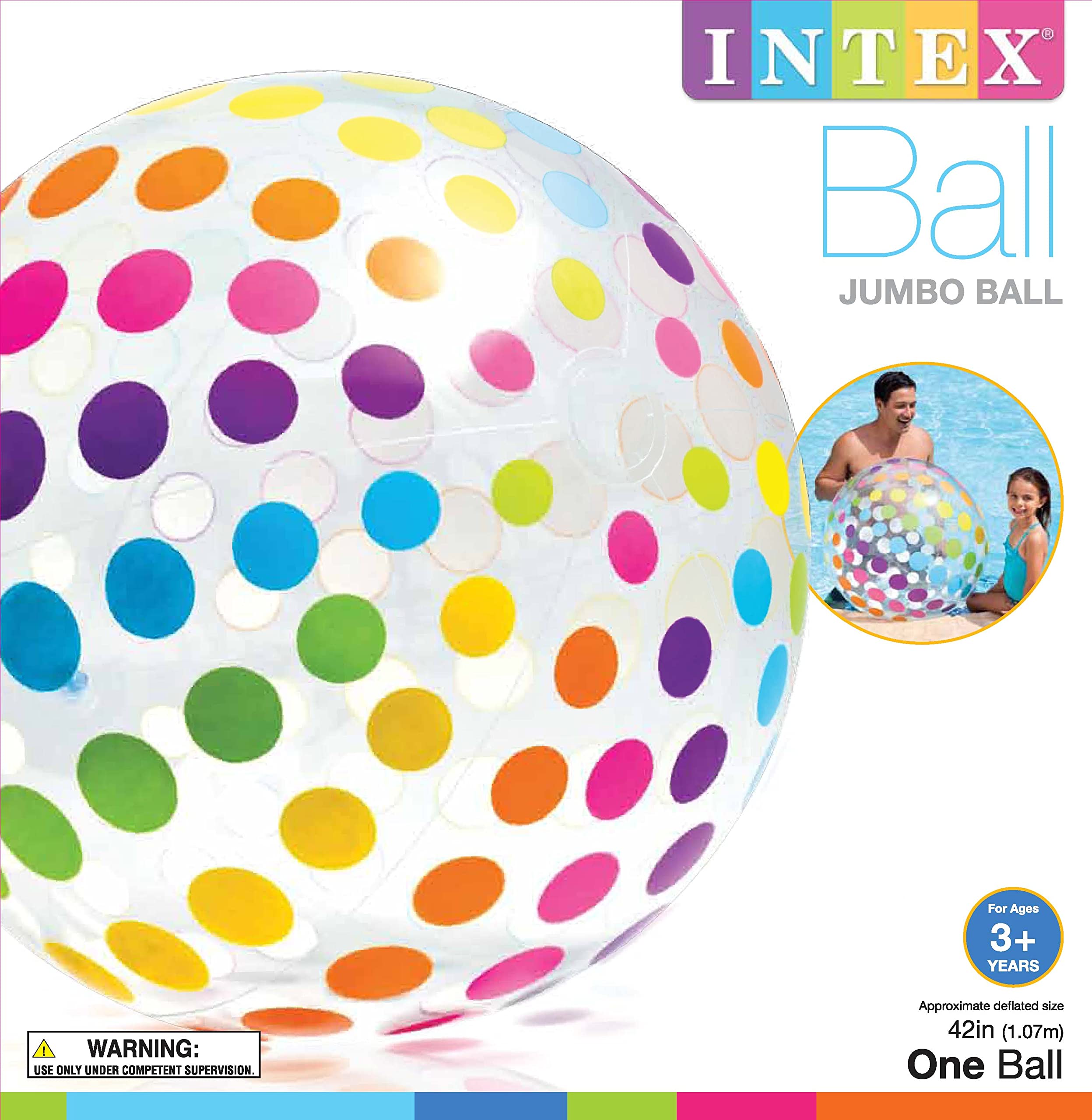 Intex Jumbo Inflatable Beach Ball - 16 Pack Giant Colorful Polka Dot Pool Toys for Kids & Adults - Perfect for Beach Parties, Pool Games, Summer Fun & Outdoor Activities