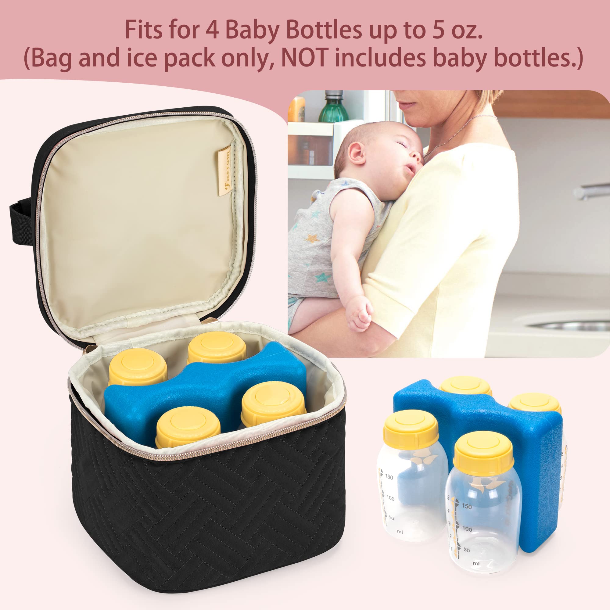 Fasrom Wearable Breast Pump Tote Bag - Compatible with Medela Pump in Style, Includes Breastmilk Cooler Bag (Holds 4 Baby Bottles up to 5oz) - Perfect for Working Moms, Travel & On-the-Go Pumping