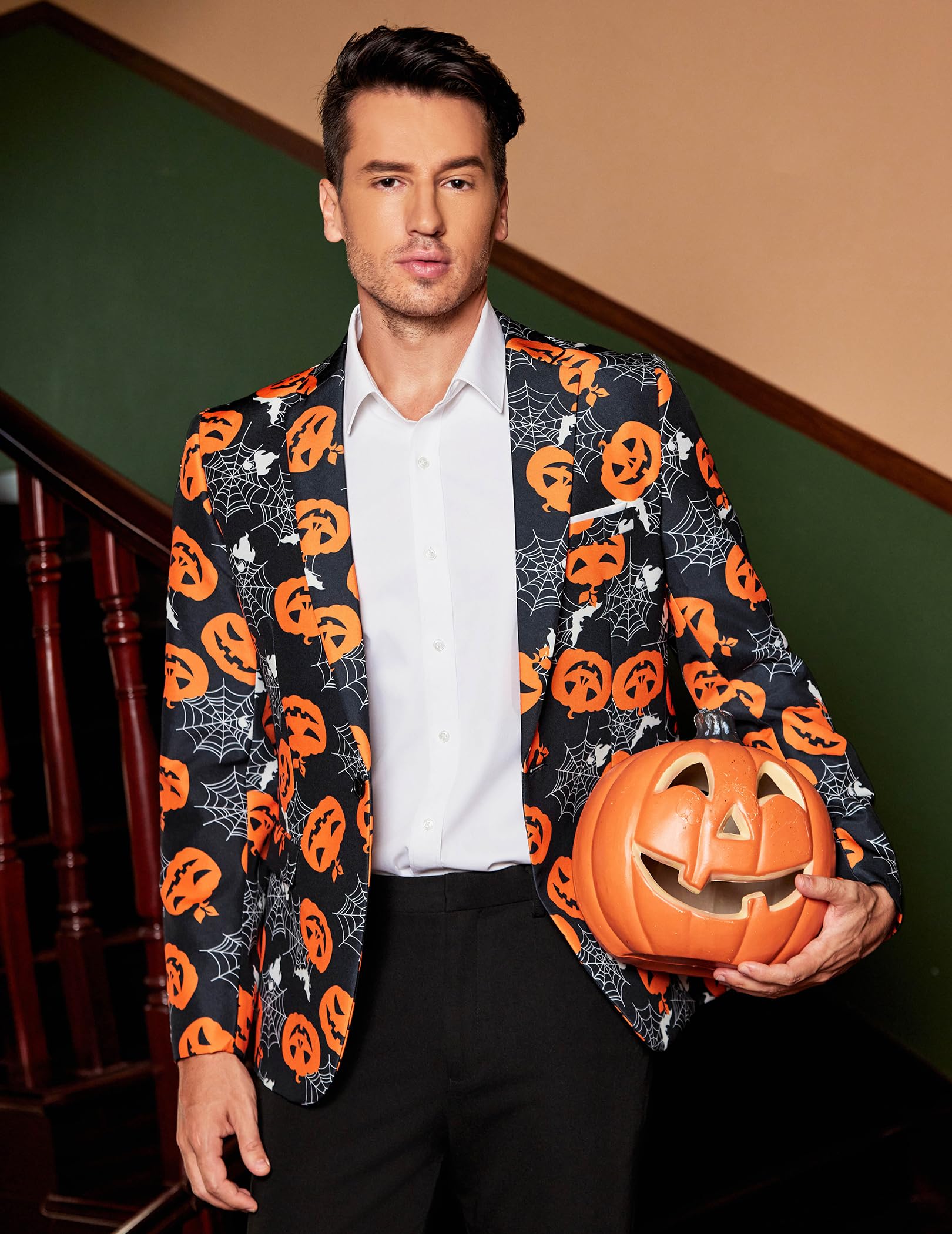COOFANDY Men's Christmas Blazer - Holiday Party Jacket for Xmas & Halloween