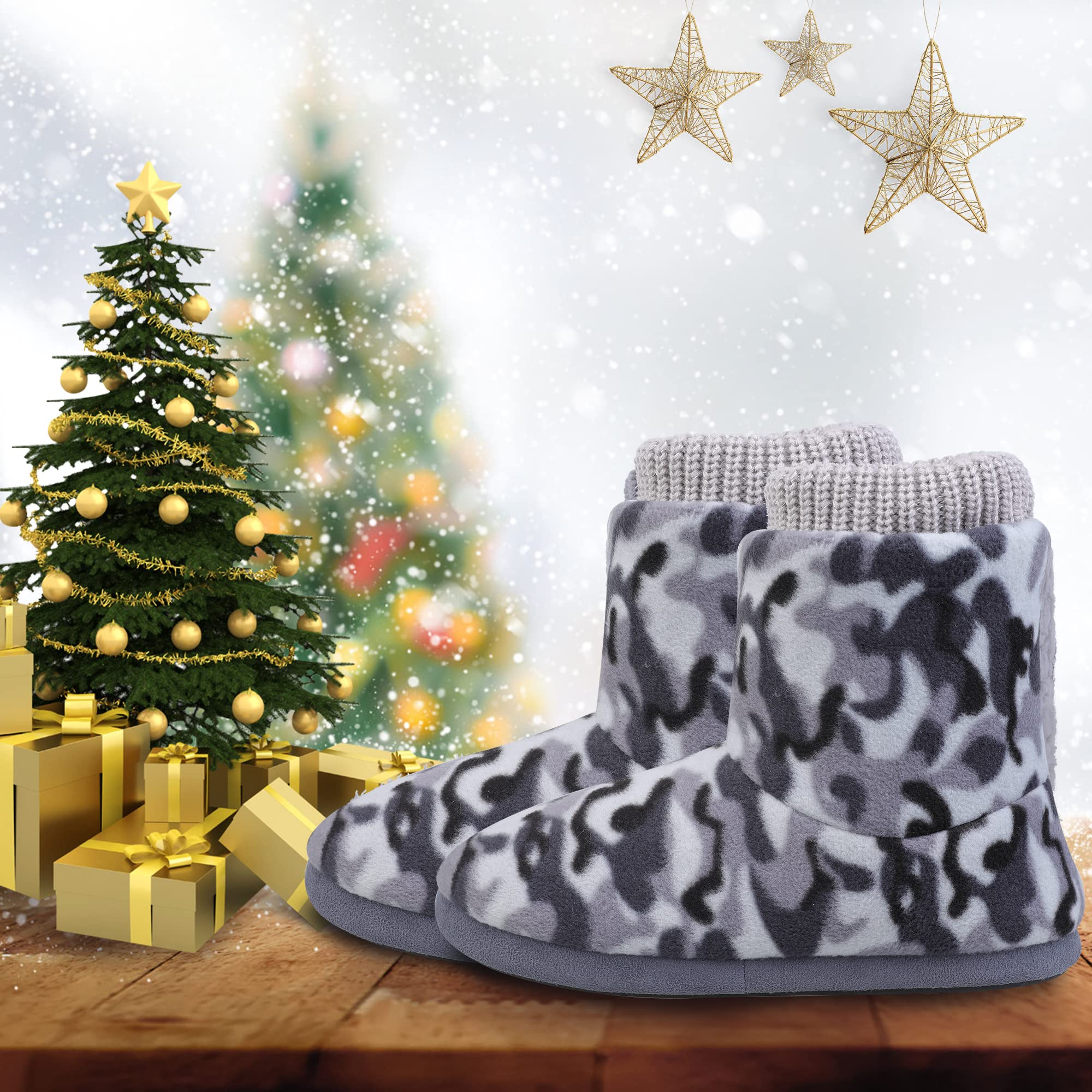 Women's Cozy Faux Fleece Fuzzy Ankle Bootie Slippers - Plush Lined House Shoes with Anti-Slip Sole for Indoor/Outdoor Wear - Perfect for Winter, Home, Office and Casual Outings