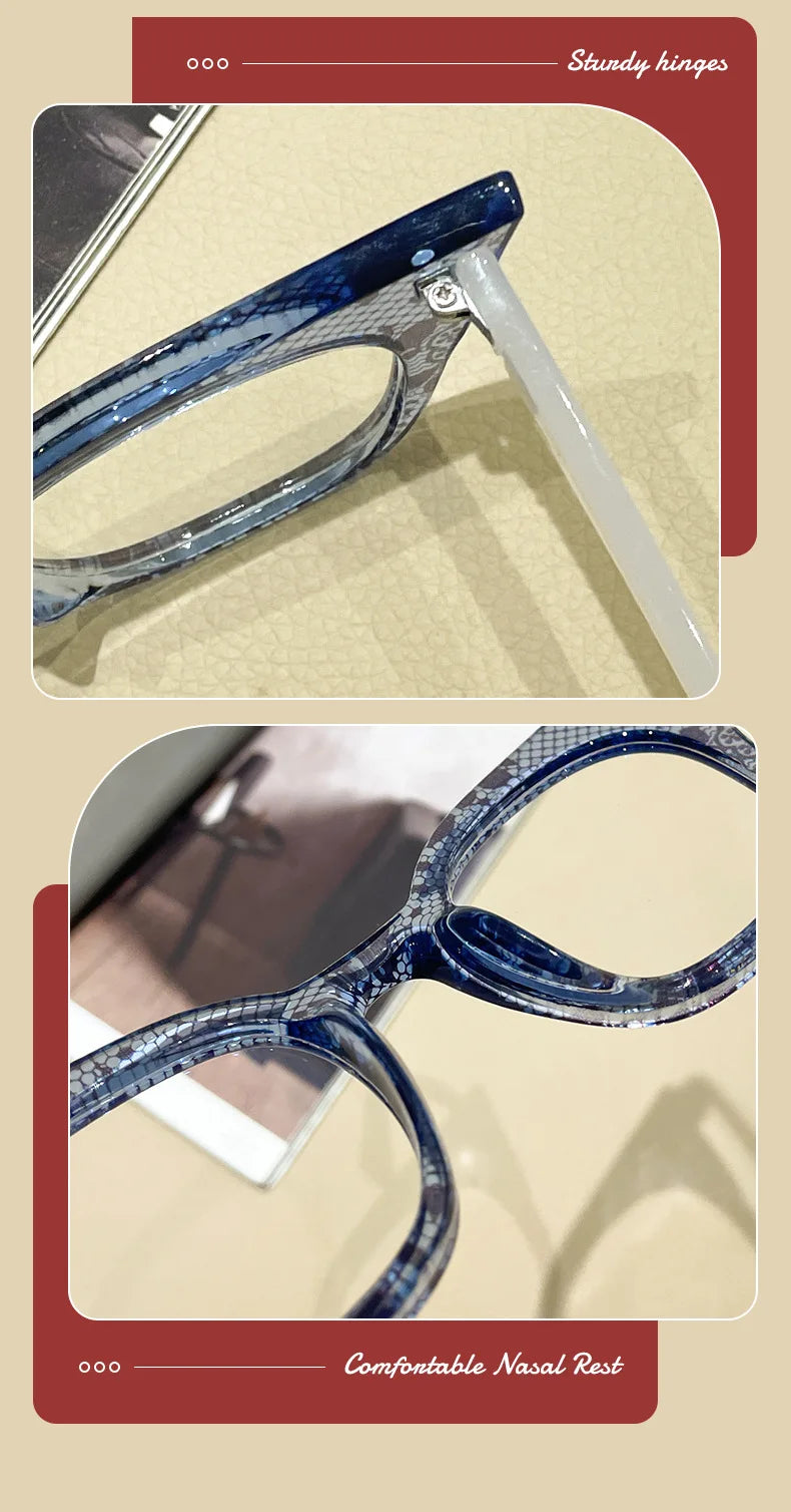 CCspace Women's Full Rim Square Cat Eye Plastic Eyeglasses Frame 57424 - Stylish Retro Glasses for Women, Fashionable Eyewear for Work, Reading & Daily Use