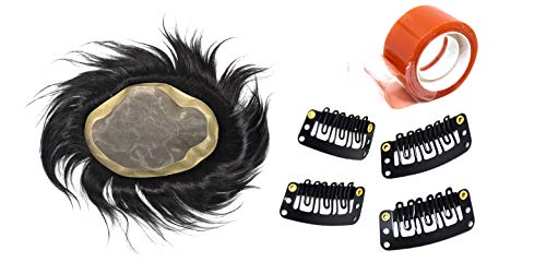 Kabello Hair Loss Solution - 10x8 Dark Brown Human Hair Toupee with Mono Base for Men & Women | Natural Looking Hair Patch & Wigs for Thinning Hair, Bald Spots & Alopecia | Perfect for Daily Wear, Work & Social Events
