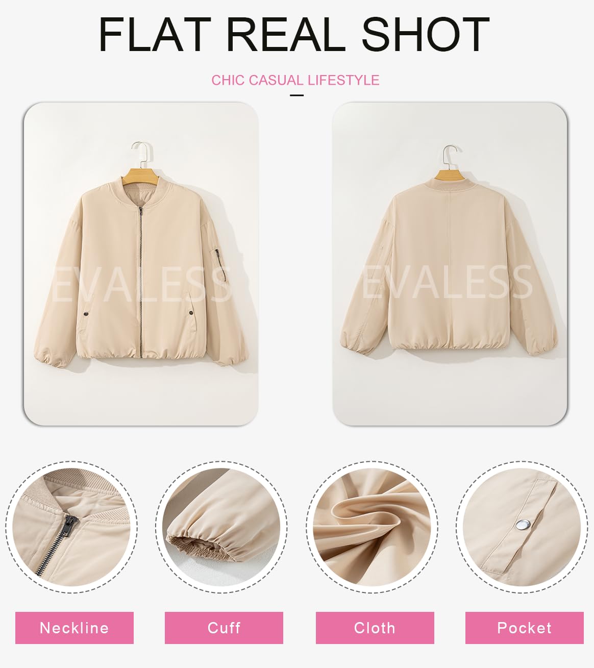 EVALESS Women's Puffer Jacket with Zip Up, Oversized Bomber Style - Winter Warm Coat for Casual & Dressy Outfits | Perfect for Outdoor Activities, Travel & Daily Wear